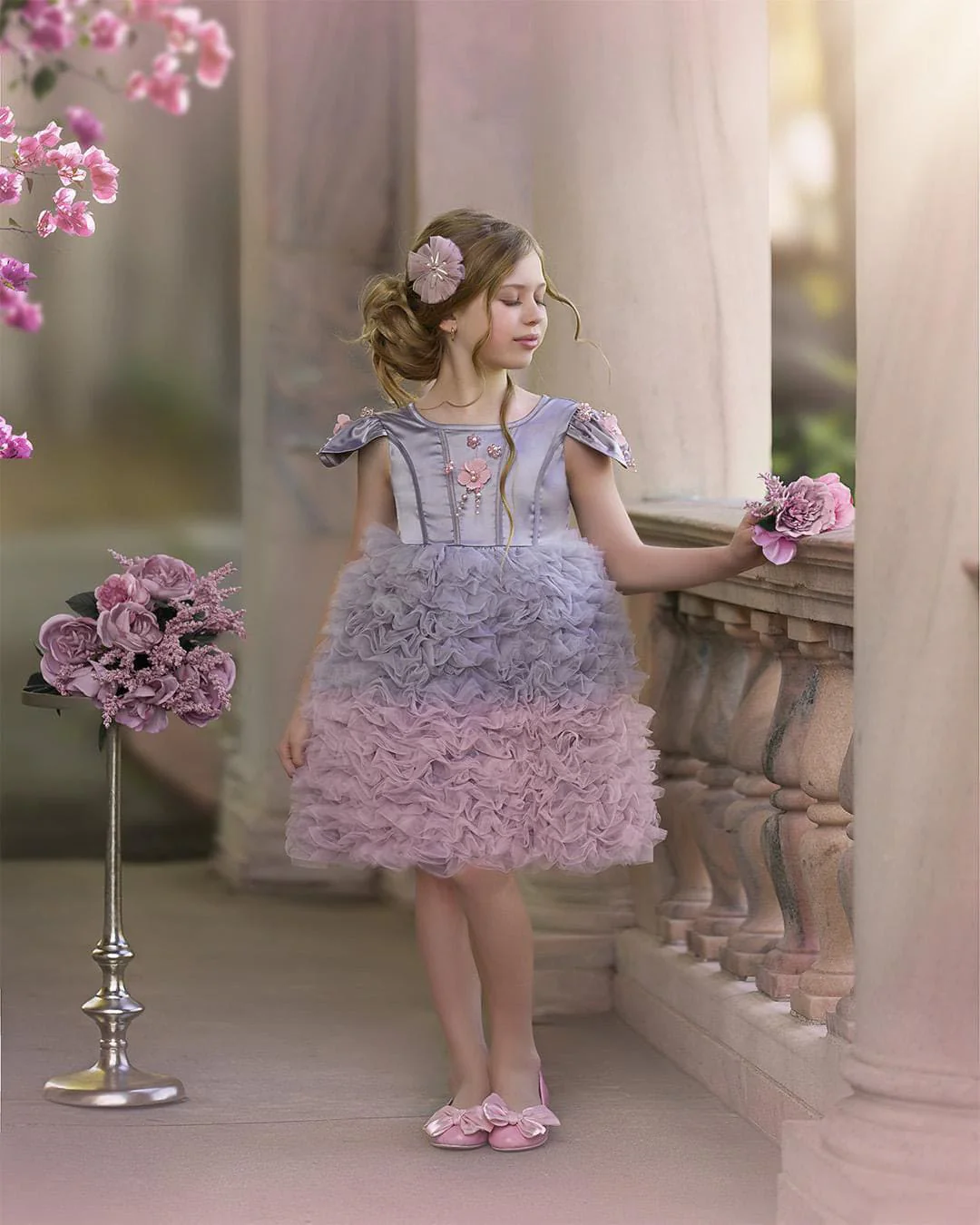 Mia Grey and Pink Ombré Cupcake Tulle Dress - Image 15