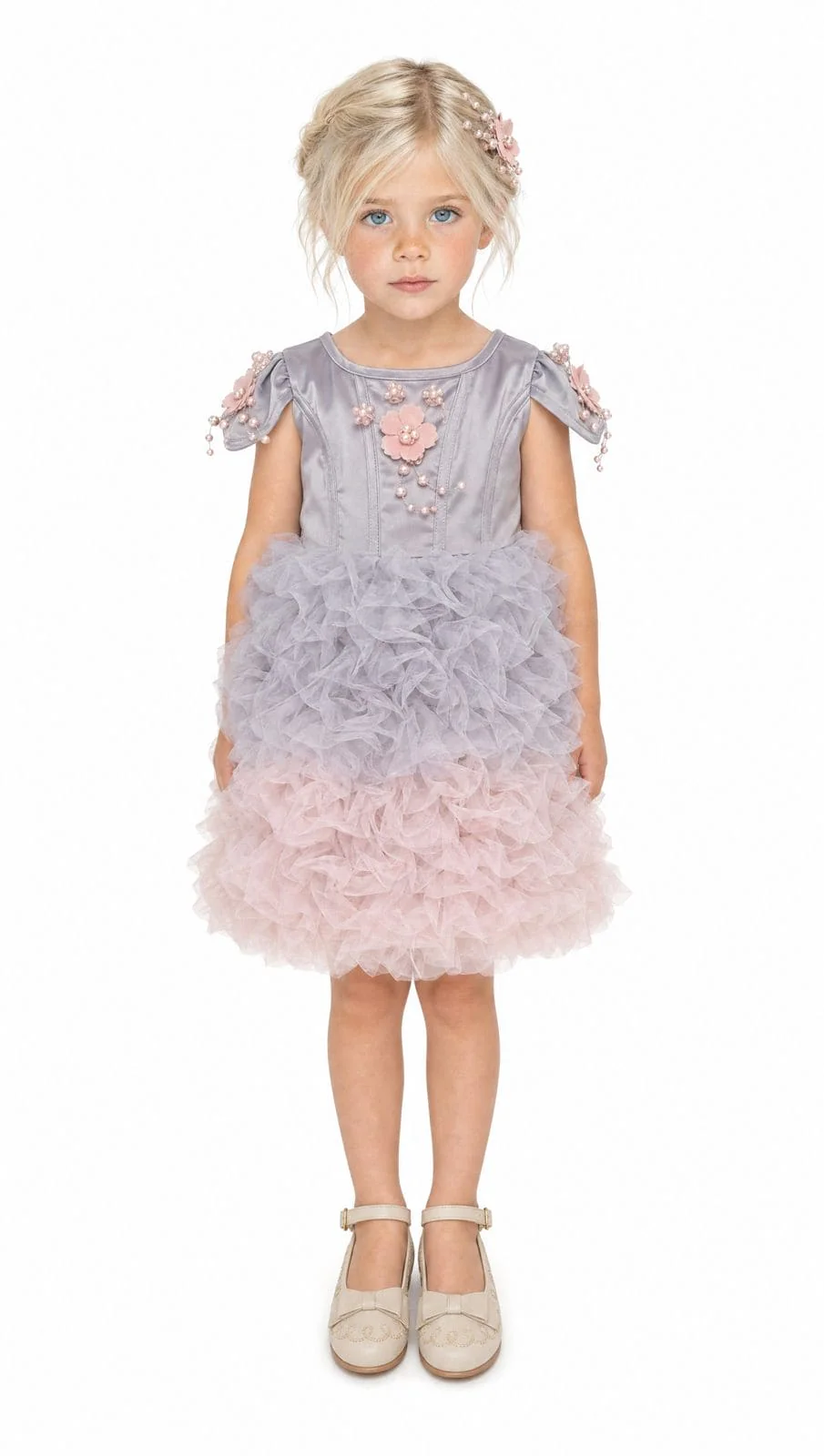 Mia Grey and Pink Ombré Cupcake Tulle Dress - Image 2