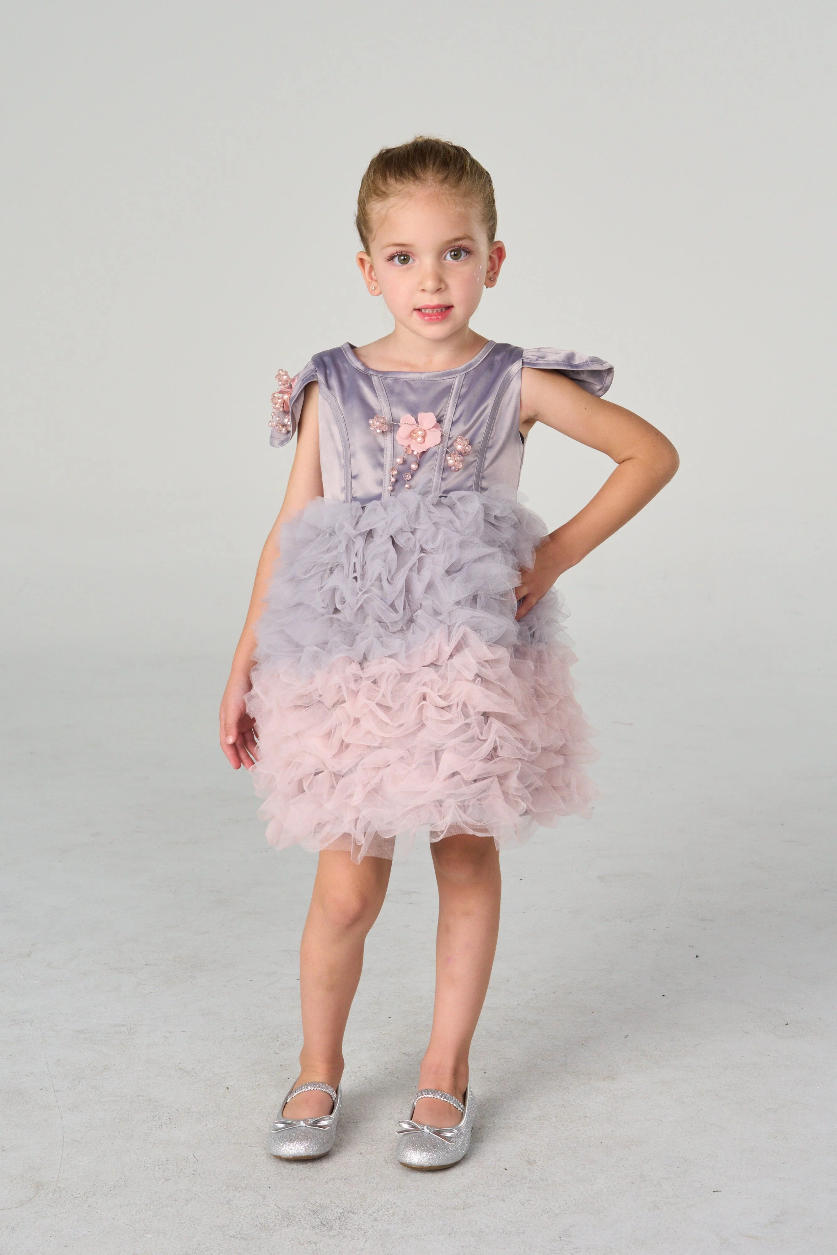 Mia Grey and Pink Ombré Cupcake Tulle Dress - Image 3