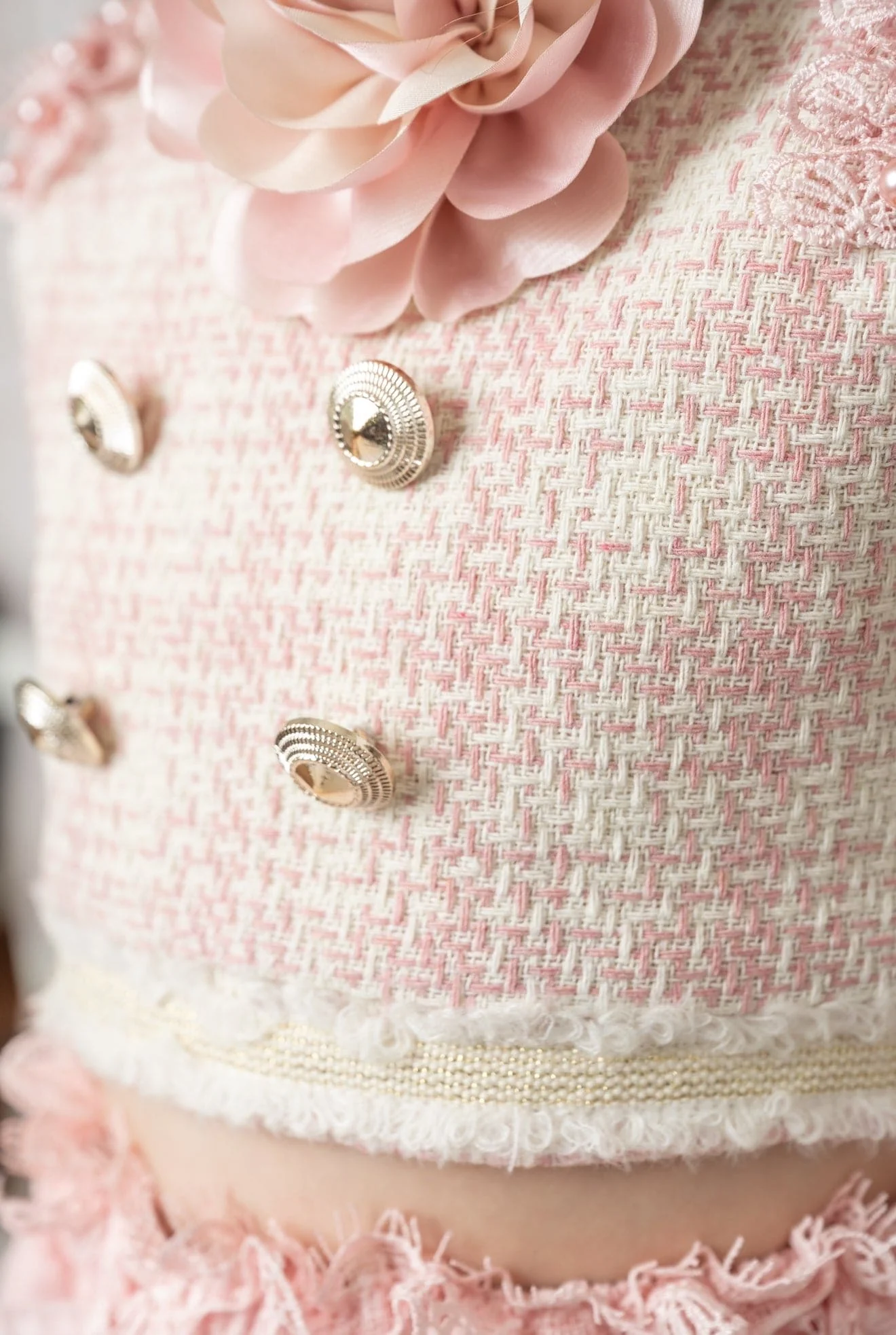 Molly Pink Tweed Top and Lace Skirt Set - Image 3