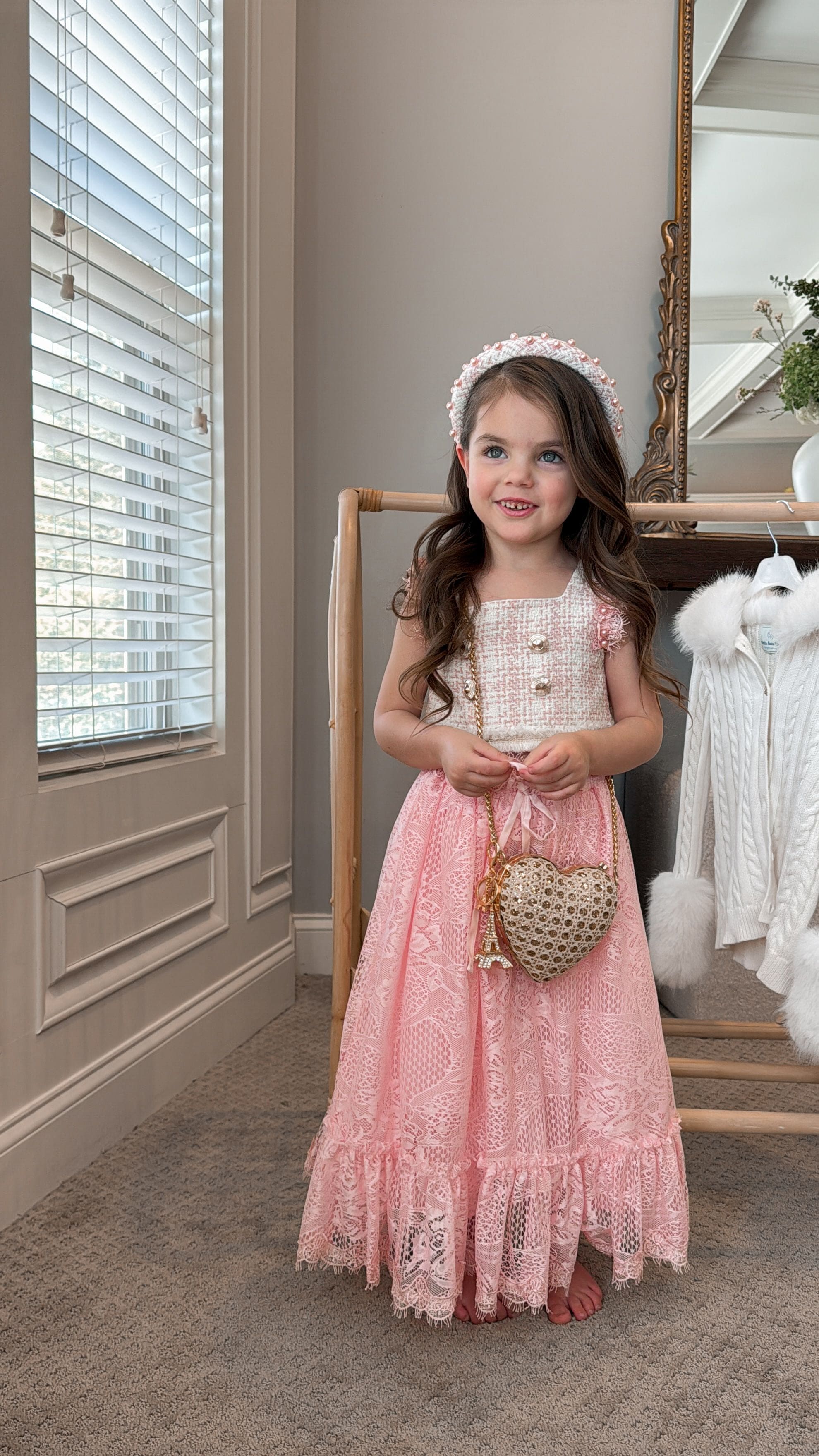 Molly Pink Tweed Top and Lace Skirt Set - Image 8
