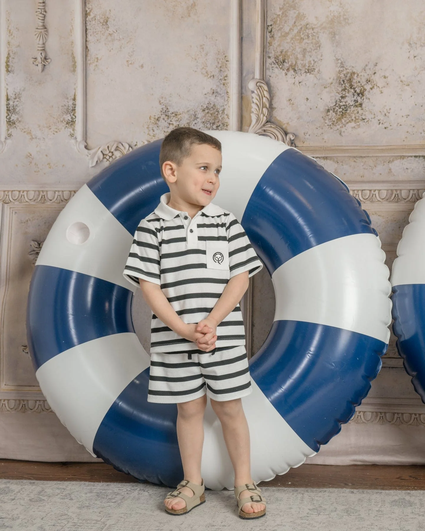 Monaco Black and White Striped Boys' Top and Shorts Set - Image 6