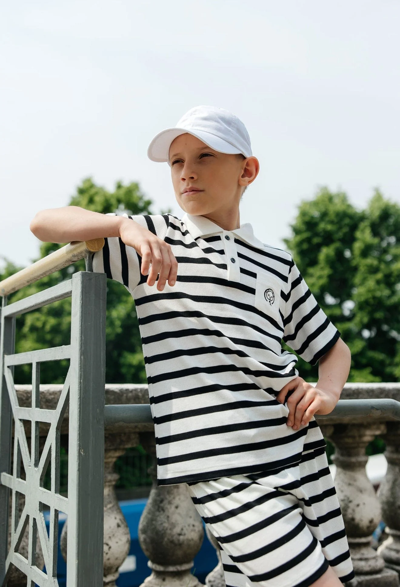 Monaco Black and White Striped Boys' Top and Shorts Set - Image 7