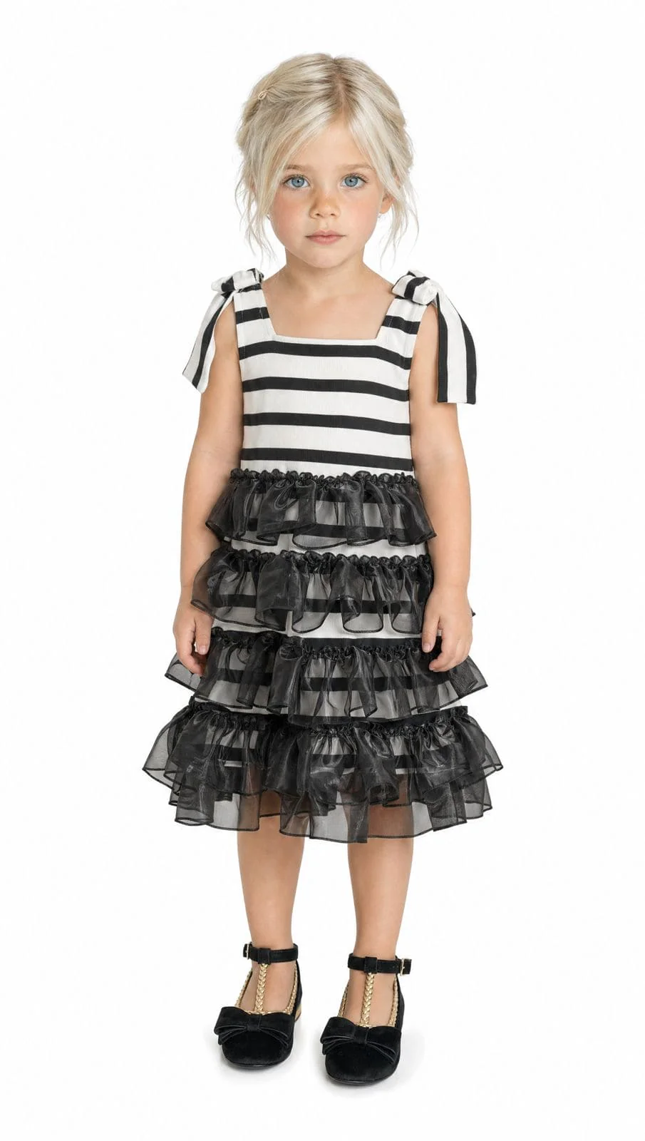 Monaco Black and White Striped Dress - Image 2