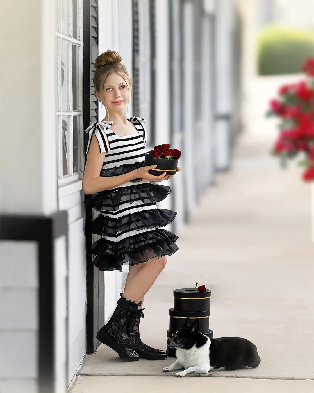 Monaco Black and White Striped Dress - Image 3