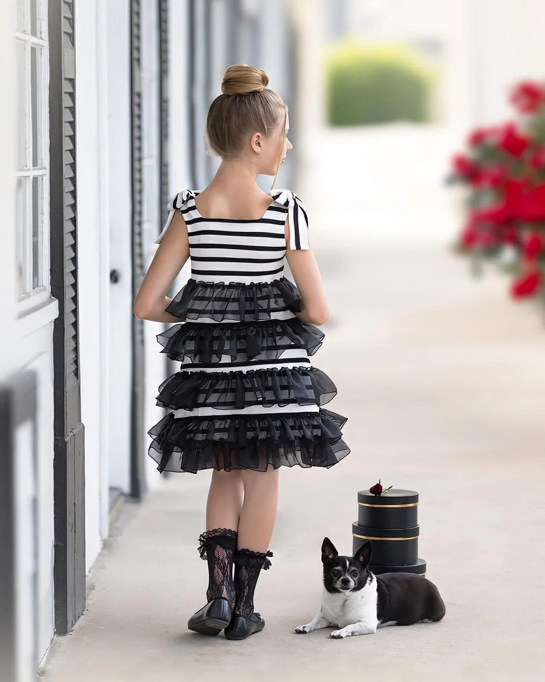 Monaco Black and White Striped Dress - Image 4