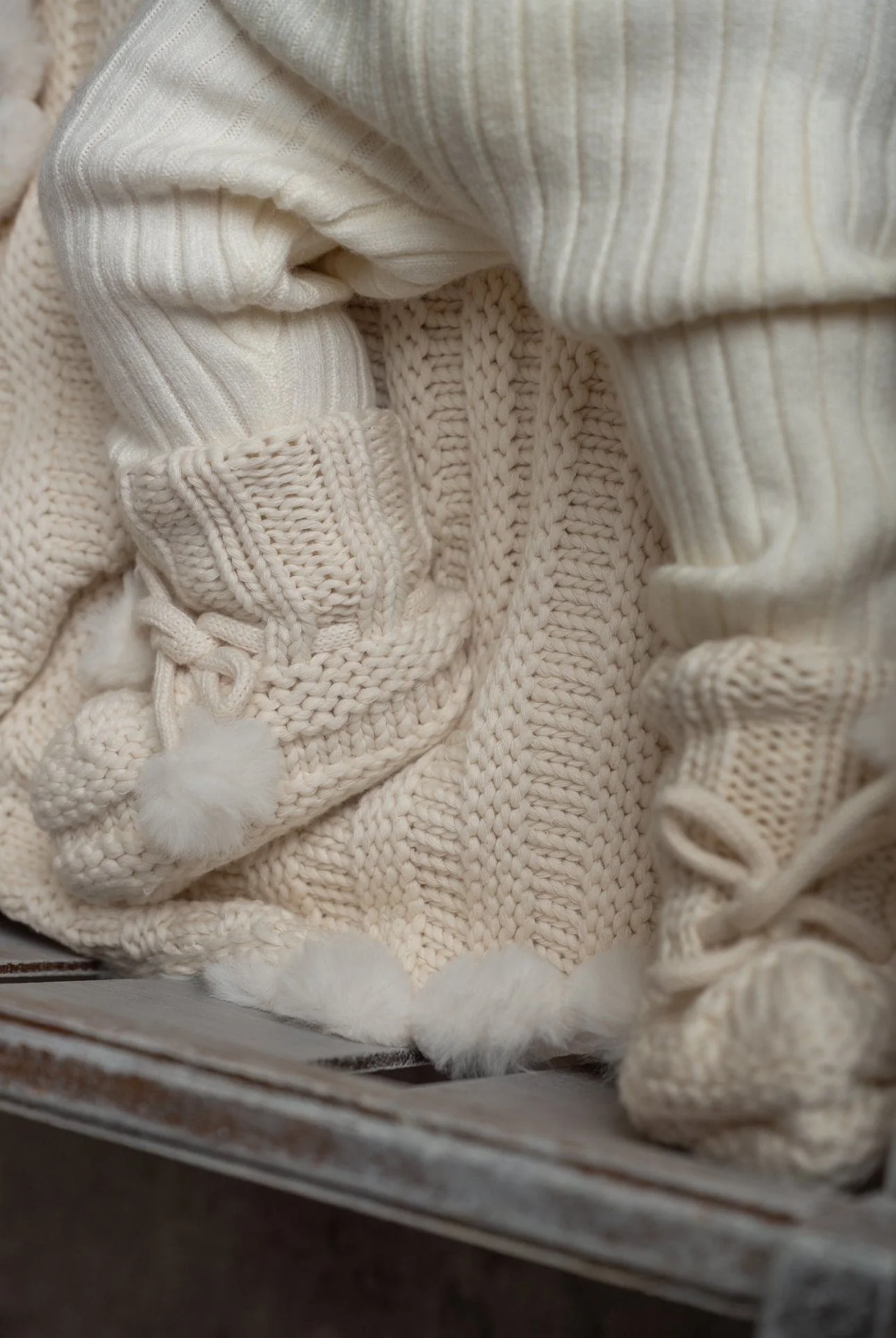 Oatmeal Organic Cotton Knit Booties - Image 2