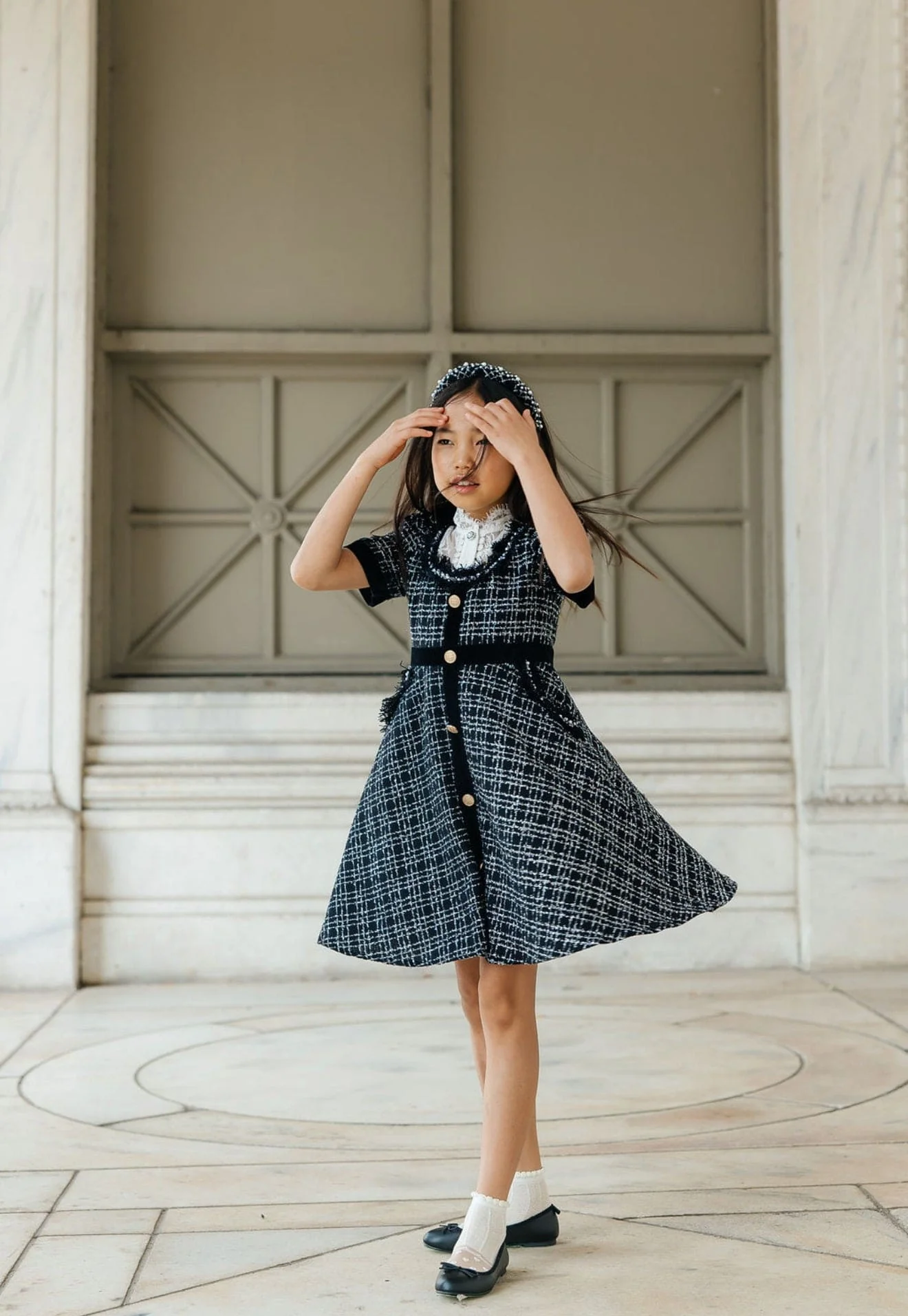 Orea Black and Silver Tweed Dress - Image 6