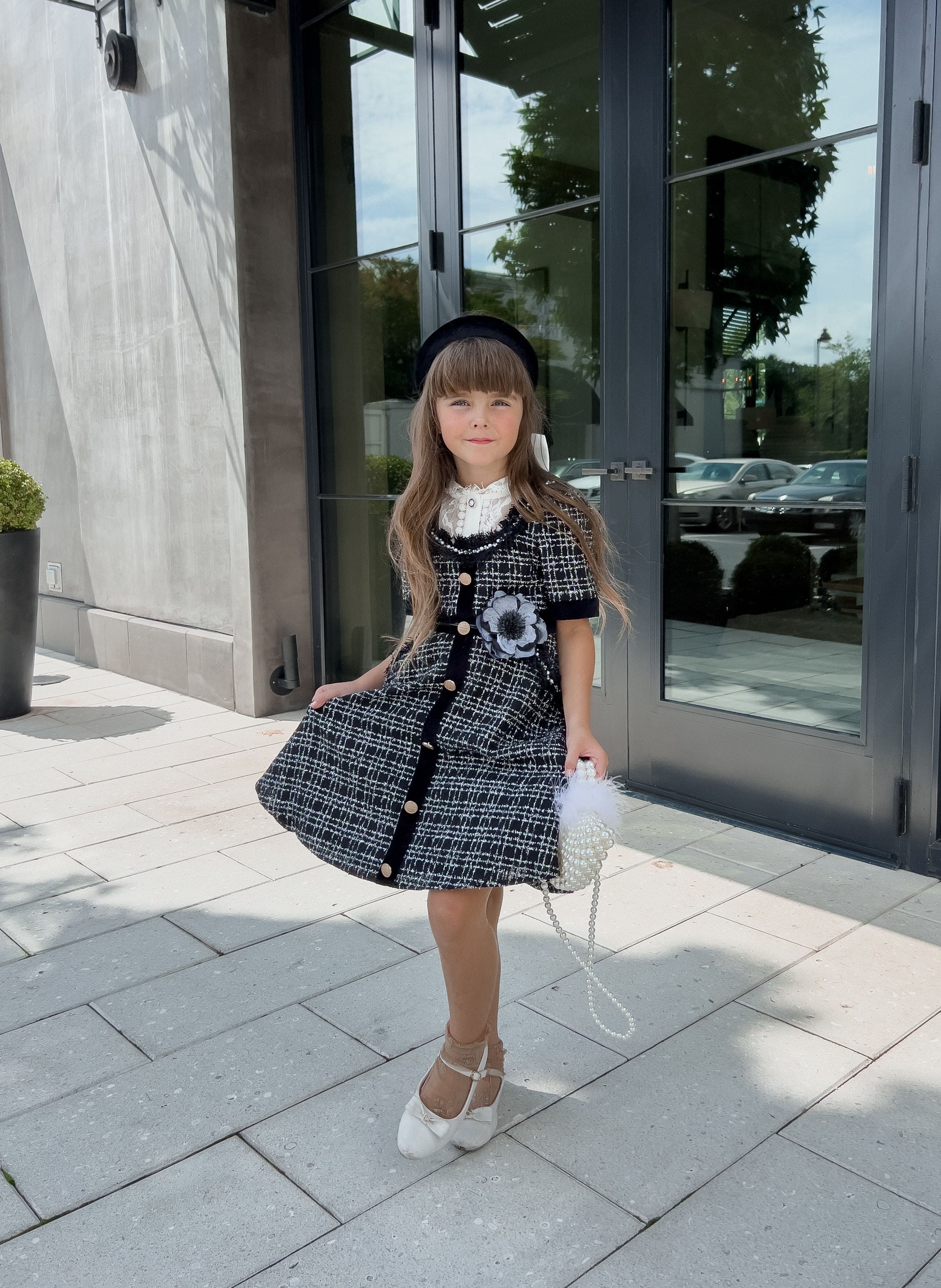 Orea Black and Silver Tweed Dress - Image 7