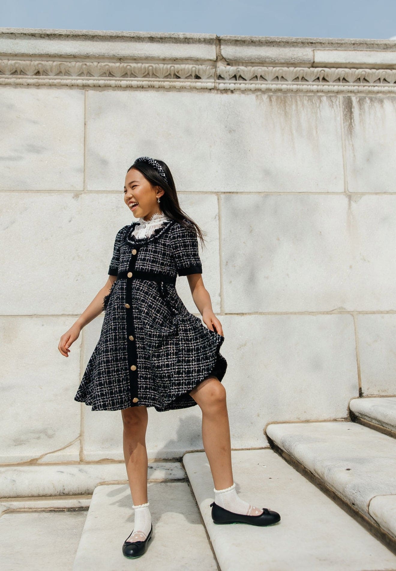 Orea Black and Silver Tweed Dress - Image 9