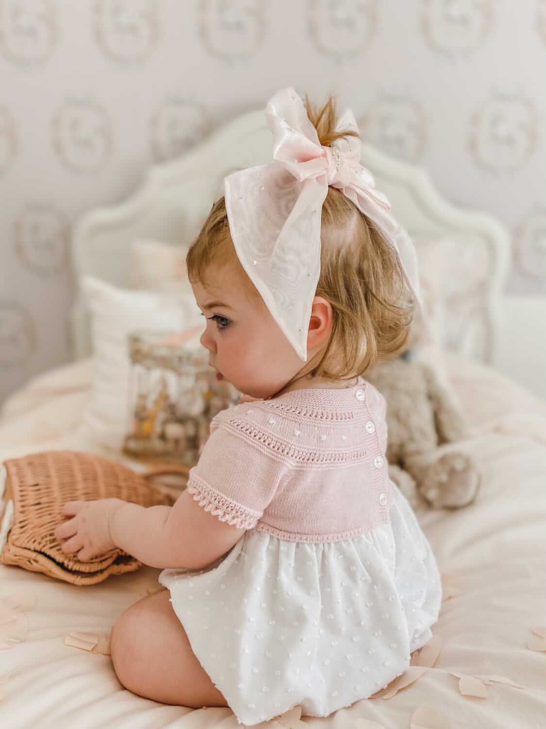 Juliette Pink Organza Hair Bow - Image 5