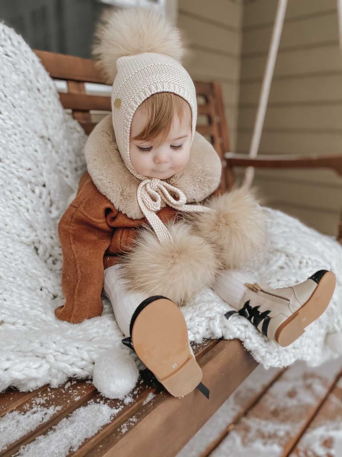 Pasha Three Pom Hat - Cream Poms - Image 5