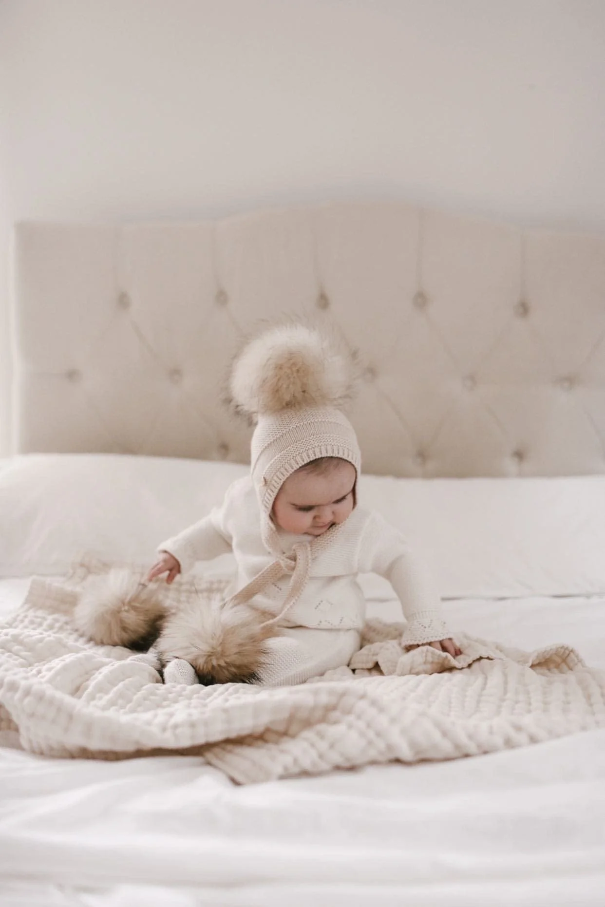 Pasha Three Pom Hat - Cream Poms - Image 8