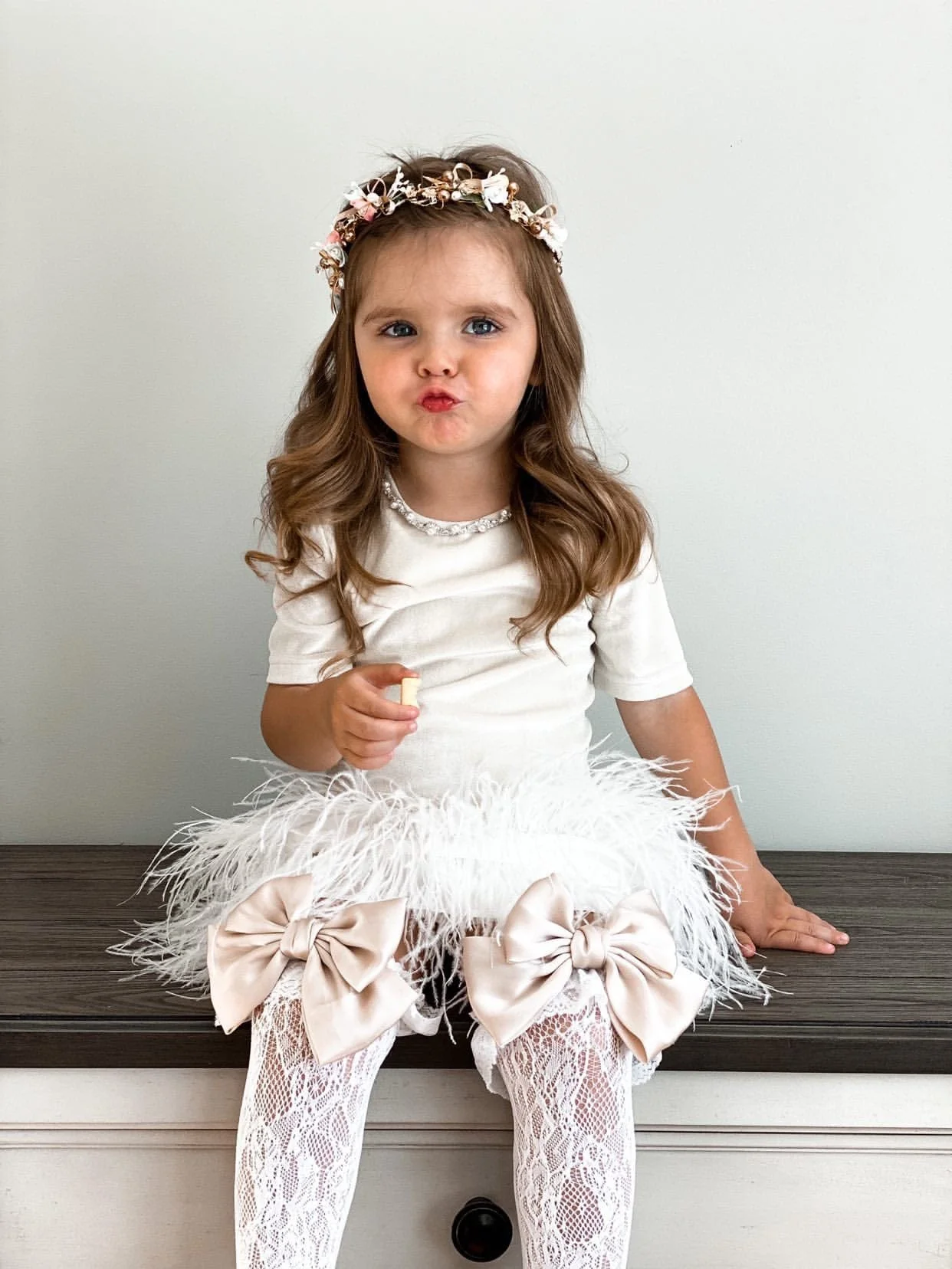 Rose Gold Flower Hair Garland - Image 9
