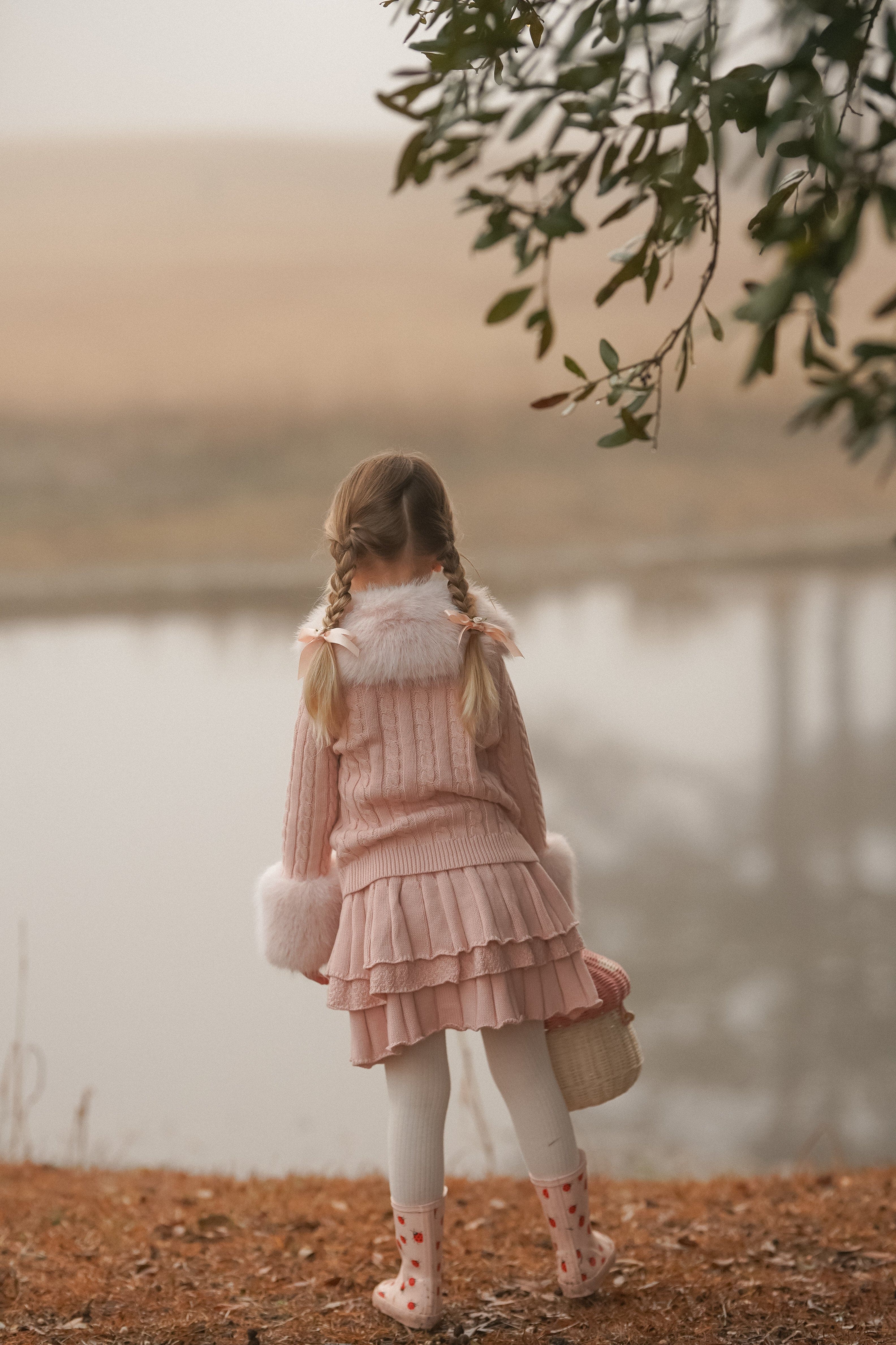 Pink Cableknit Faux Fur Cotton Cardigan - Image 11
