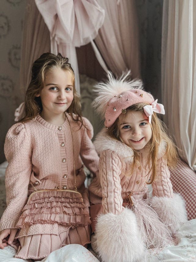 Pink Cableknit Faux Fur Cotton Cardigan - Image 9