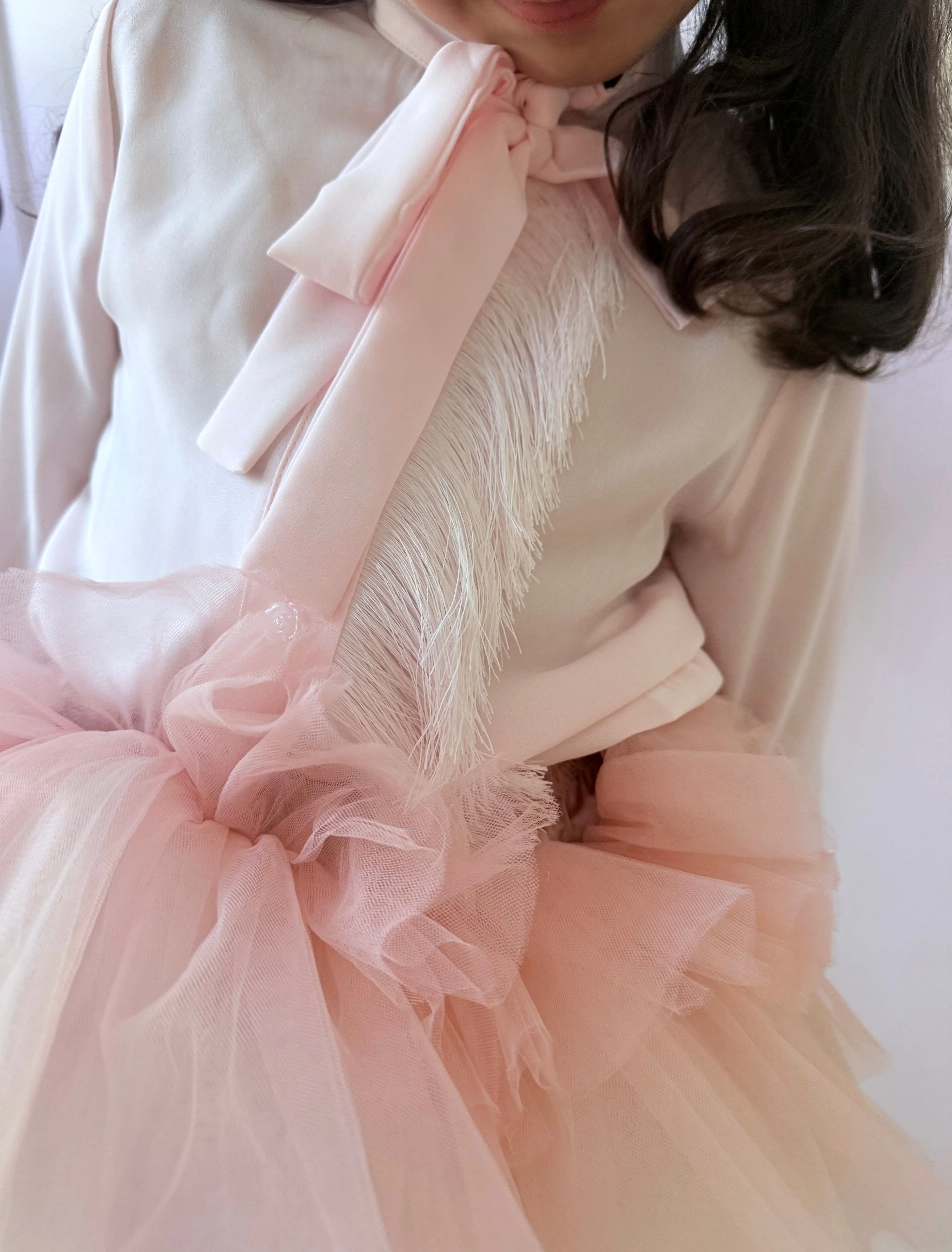 Pink Crepe Fringe Blouse - Image 2