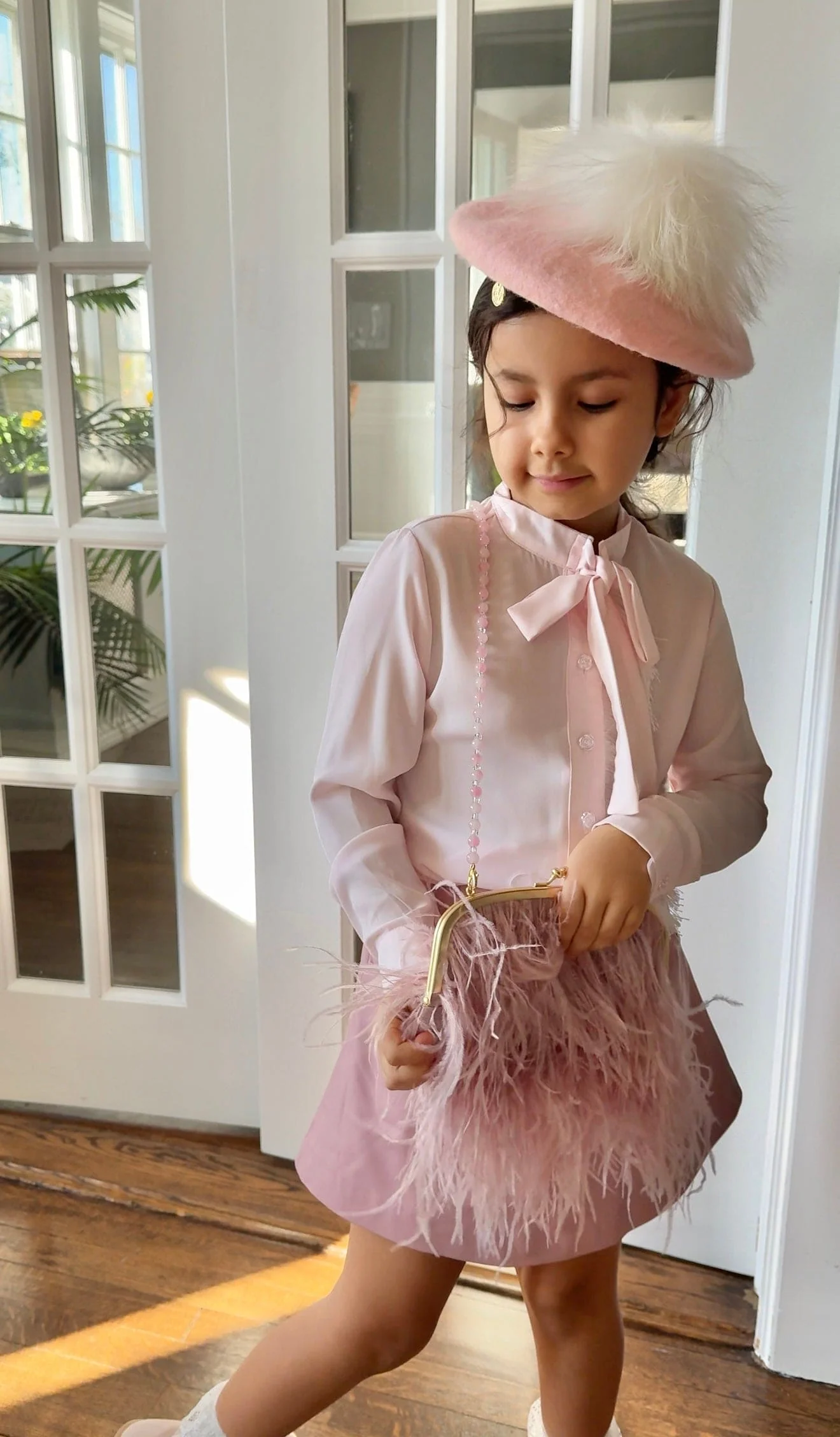 Pink Crepe Fringe Blouse - Image 3