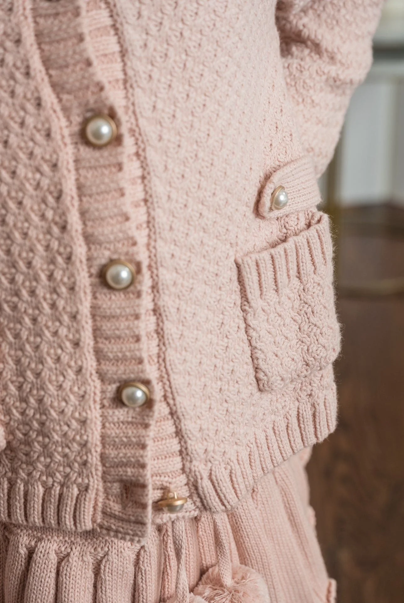 Julie Pink Knit Cotton Top and Skirt Set - Image 8