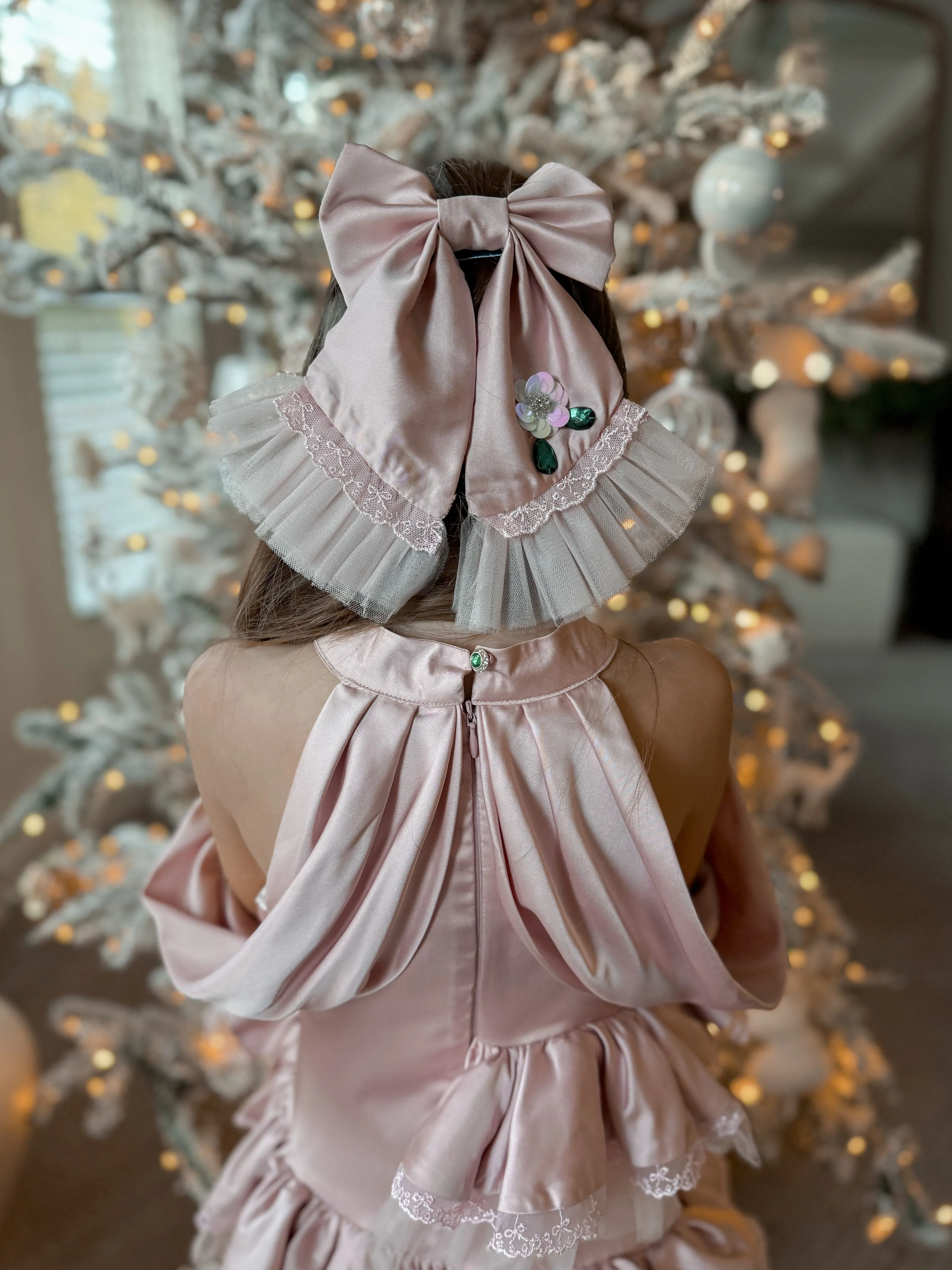 Pink Satin Ballerina Hair Bow - Image 4