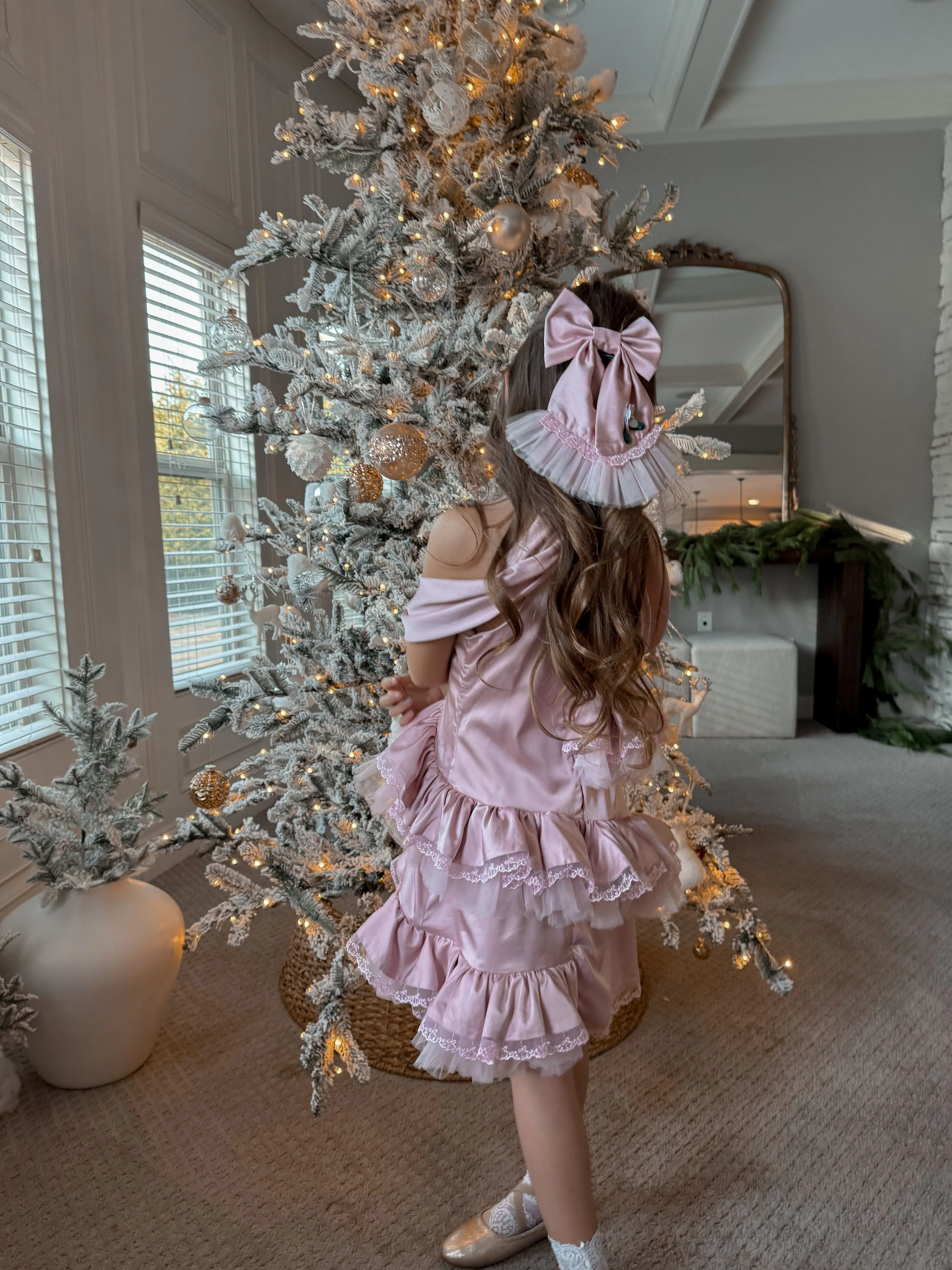 Pink Satin Ballerina Hair Bow - Image 5