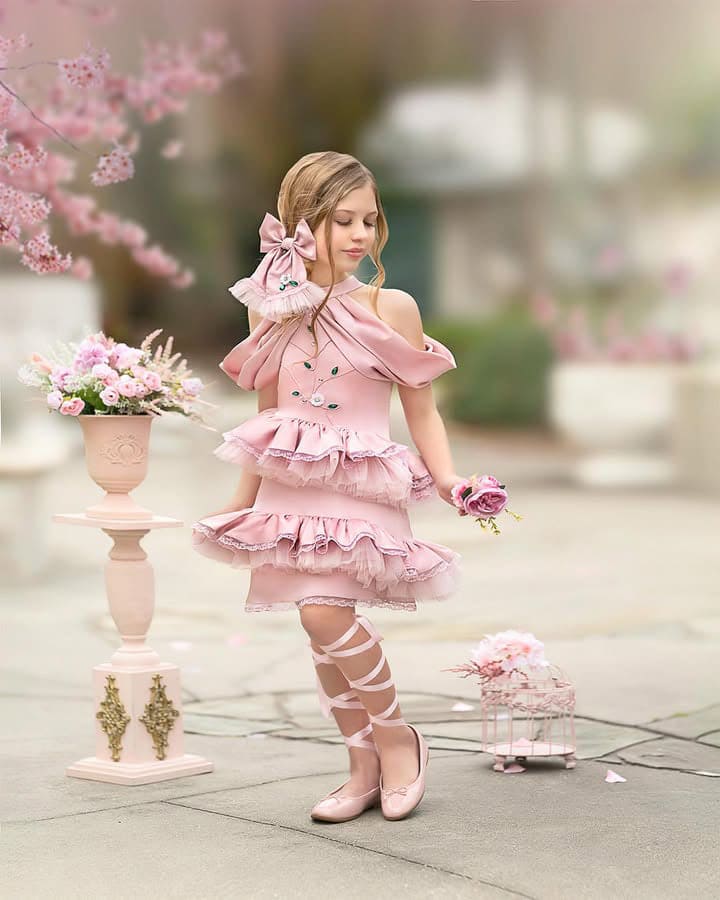 Pink Satin Ballerina Hair Bow - Image 7