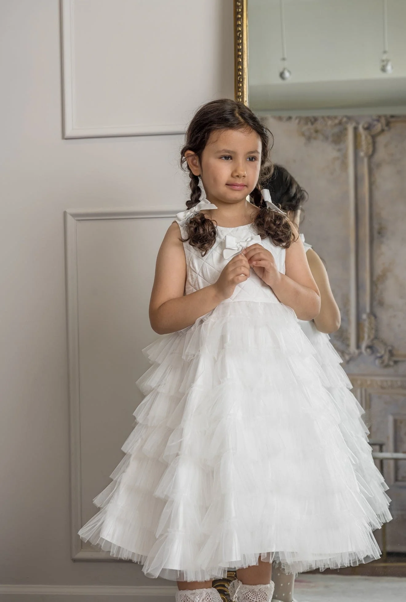 Poppy White Quilted Dress - Image 20