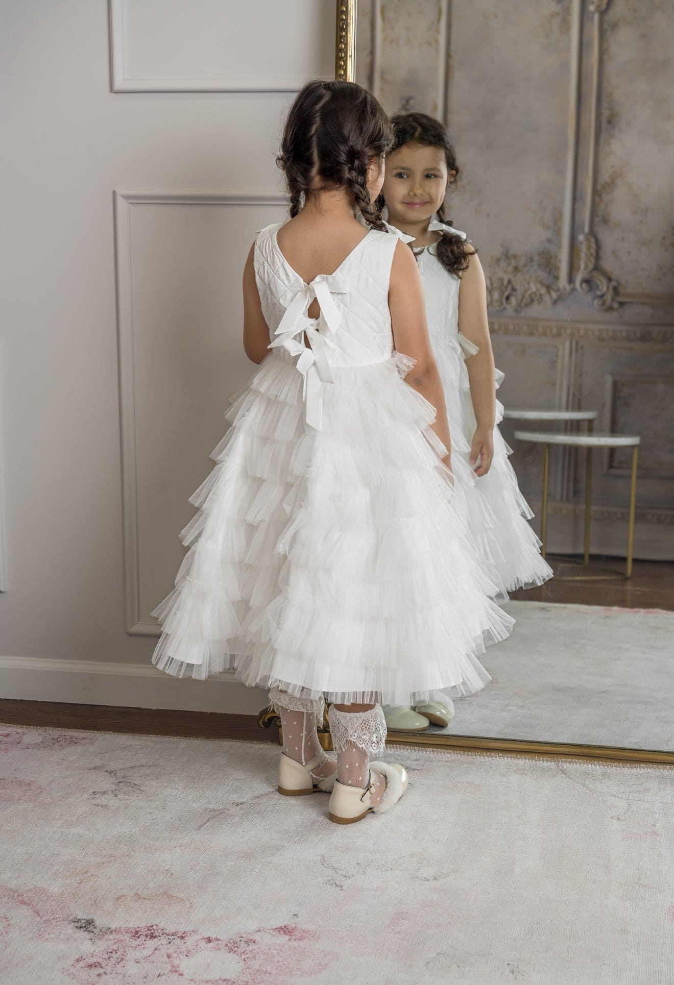 Poppy White Quilted Dress - Image 6