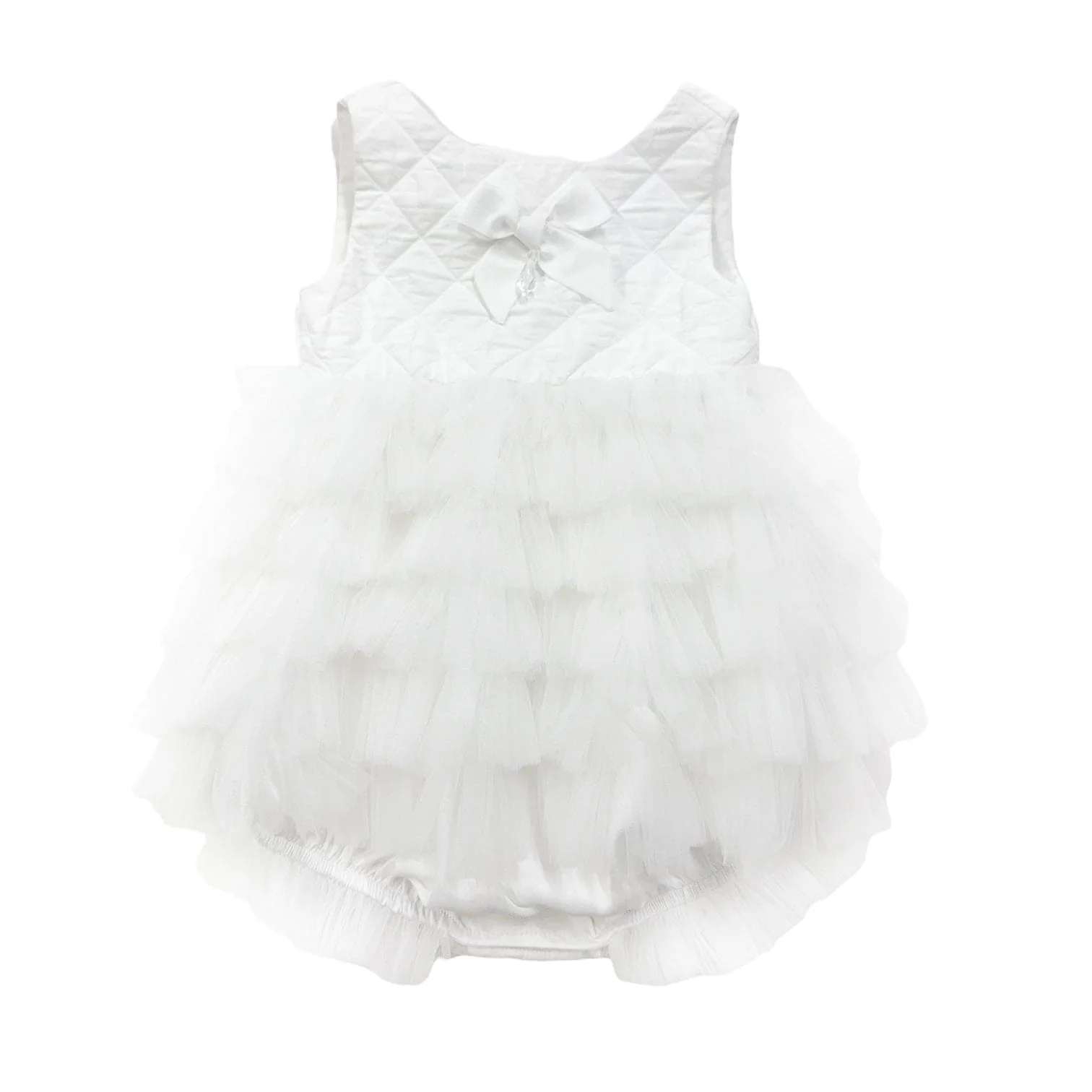 Poppy White Quilted Romper