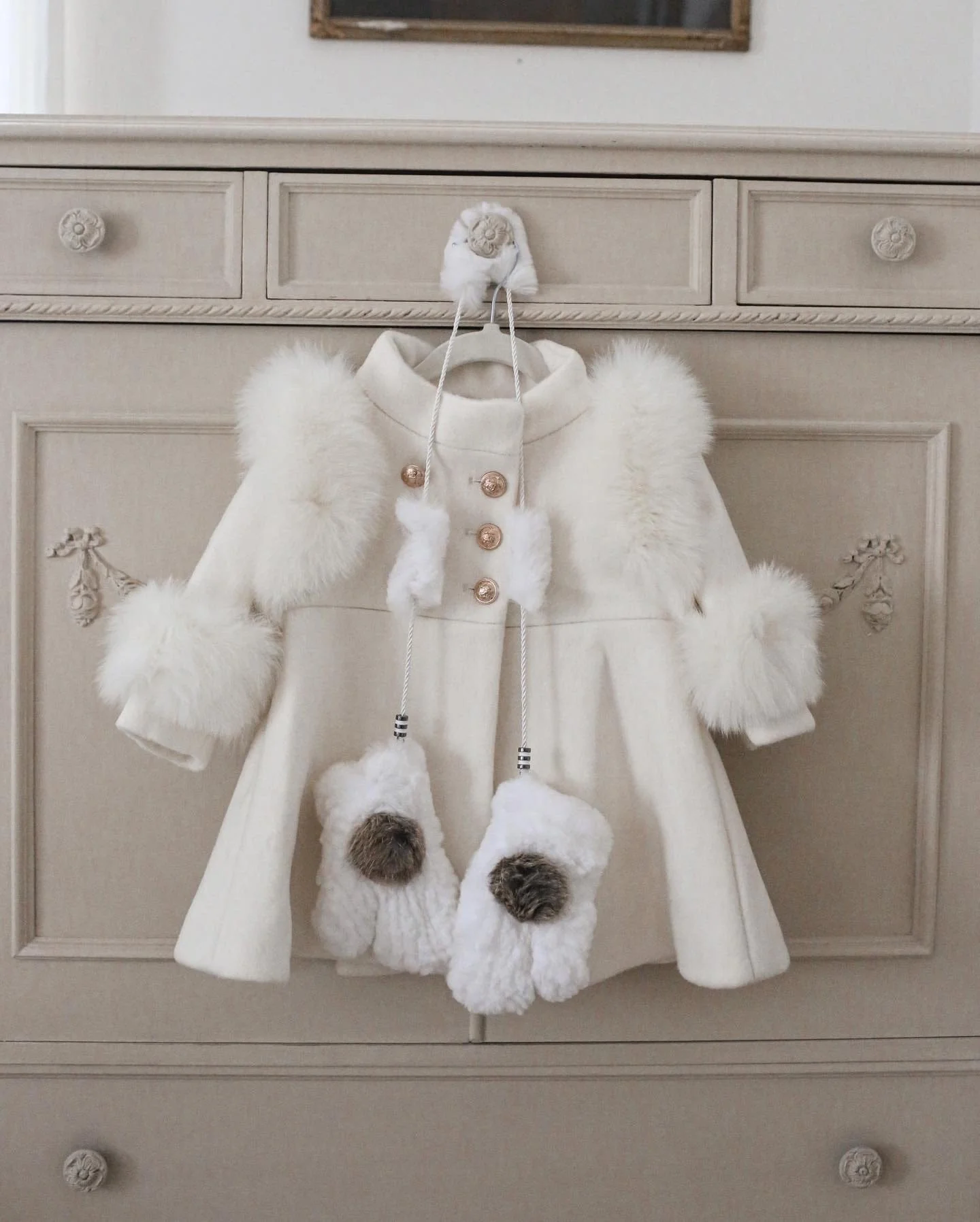 White Rabbit Fur Mittens - Image 3