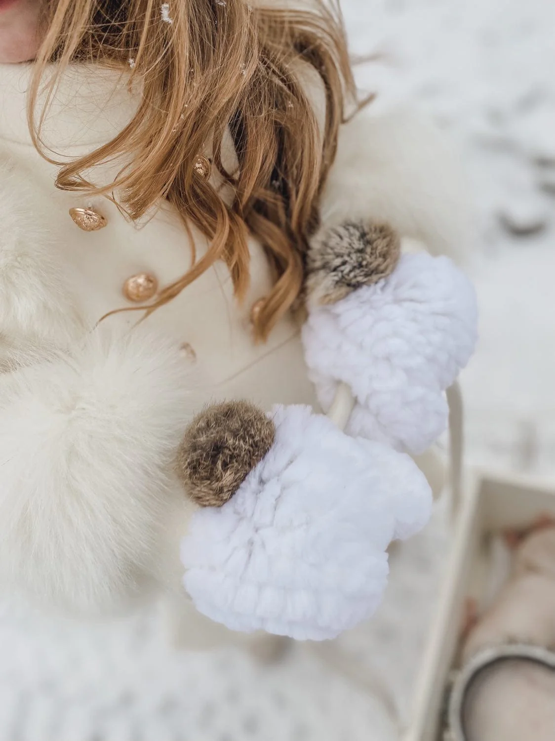 White Rabbit Fur Mittens - Image 6
