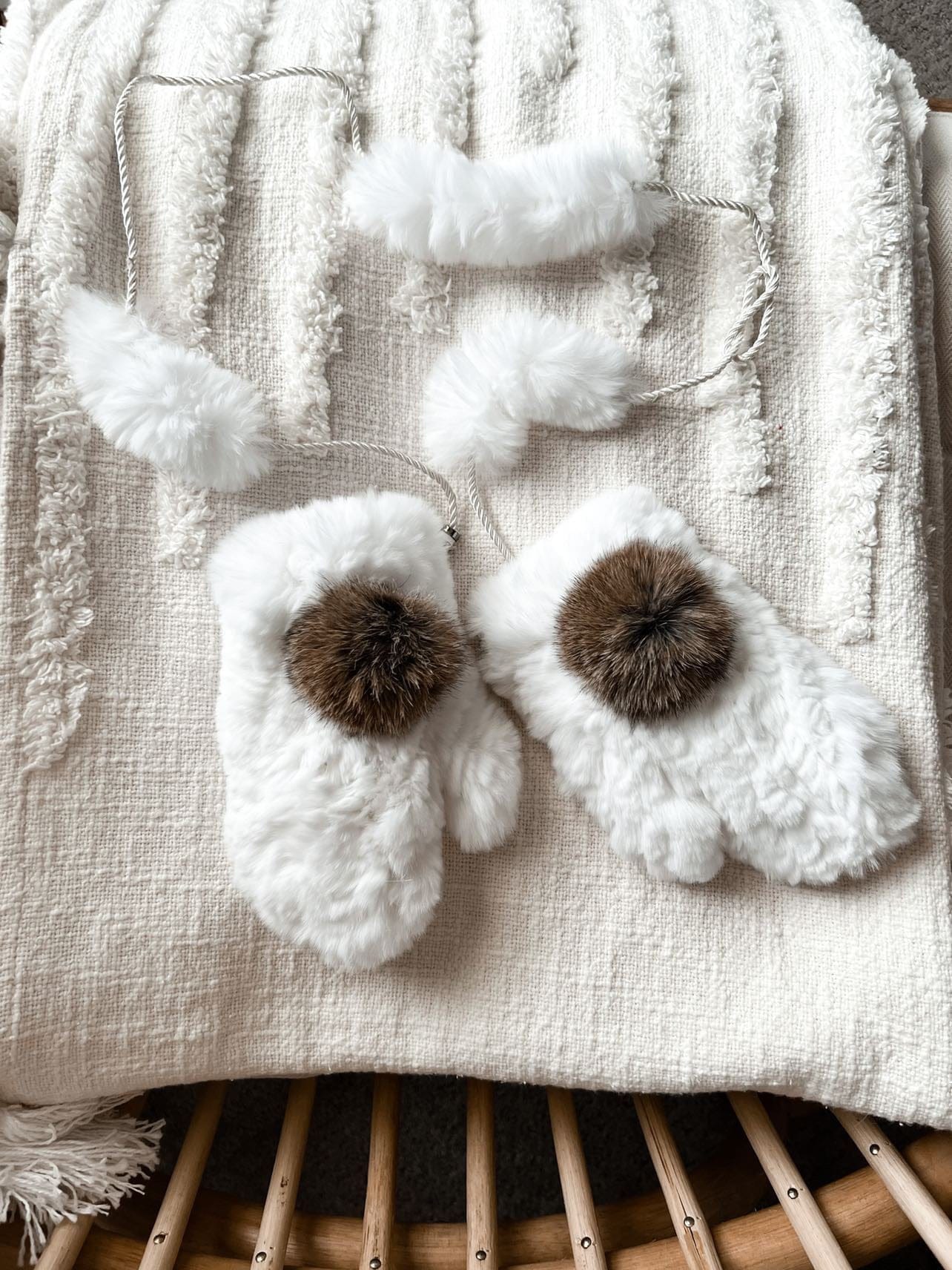 White Rabbit Fur Mittens - Image 7