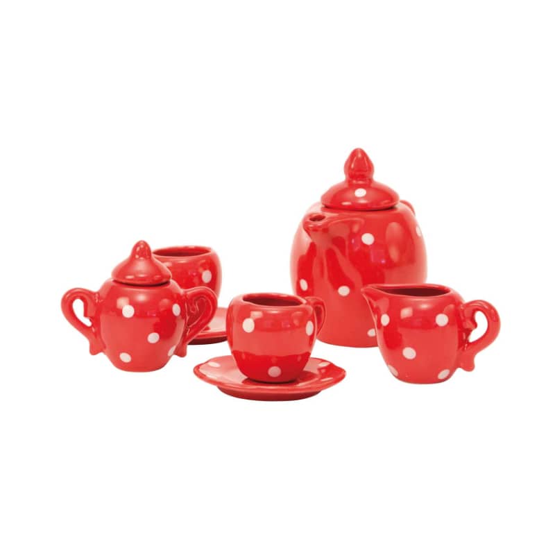 Red Ceramic Tea Set - Image 2