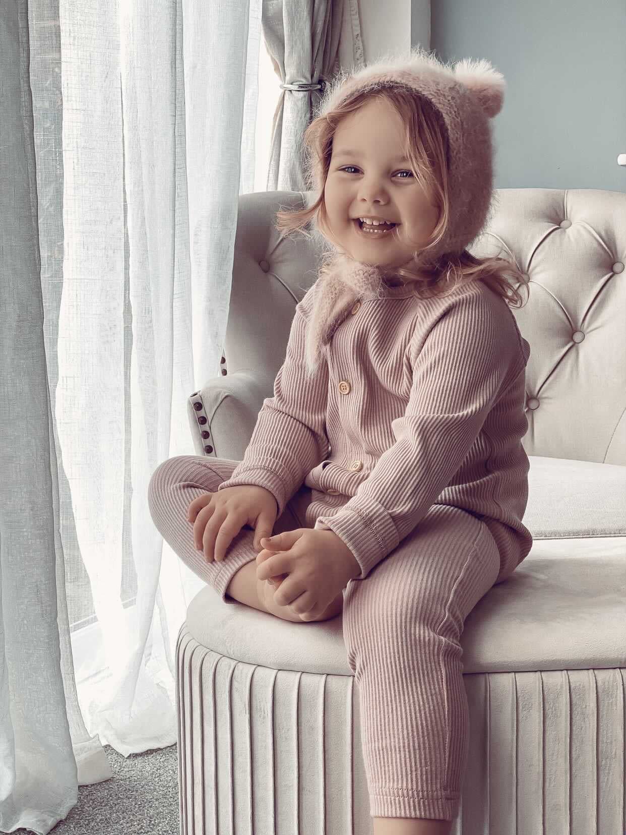 Ribbed Cotton Playsuit - Dusty Pink - Image 2
