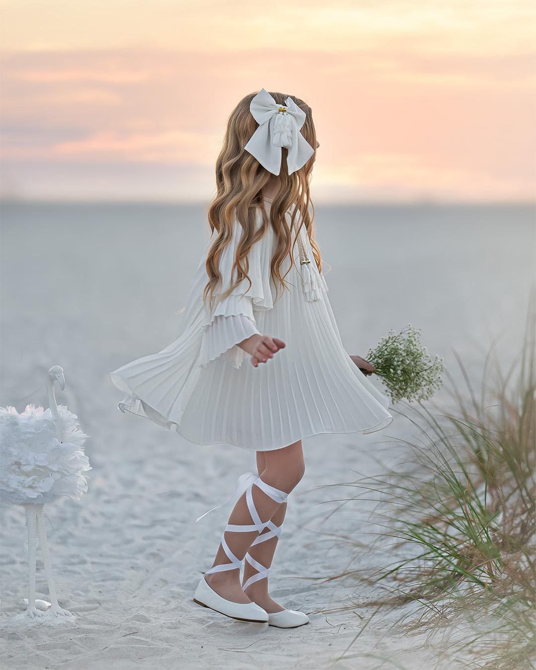 Sienna White Pleated Dress - Image 3