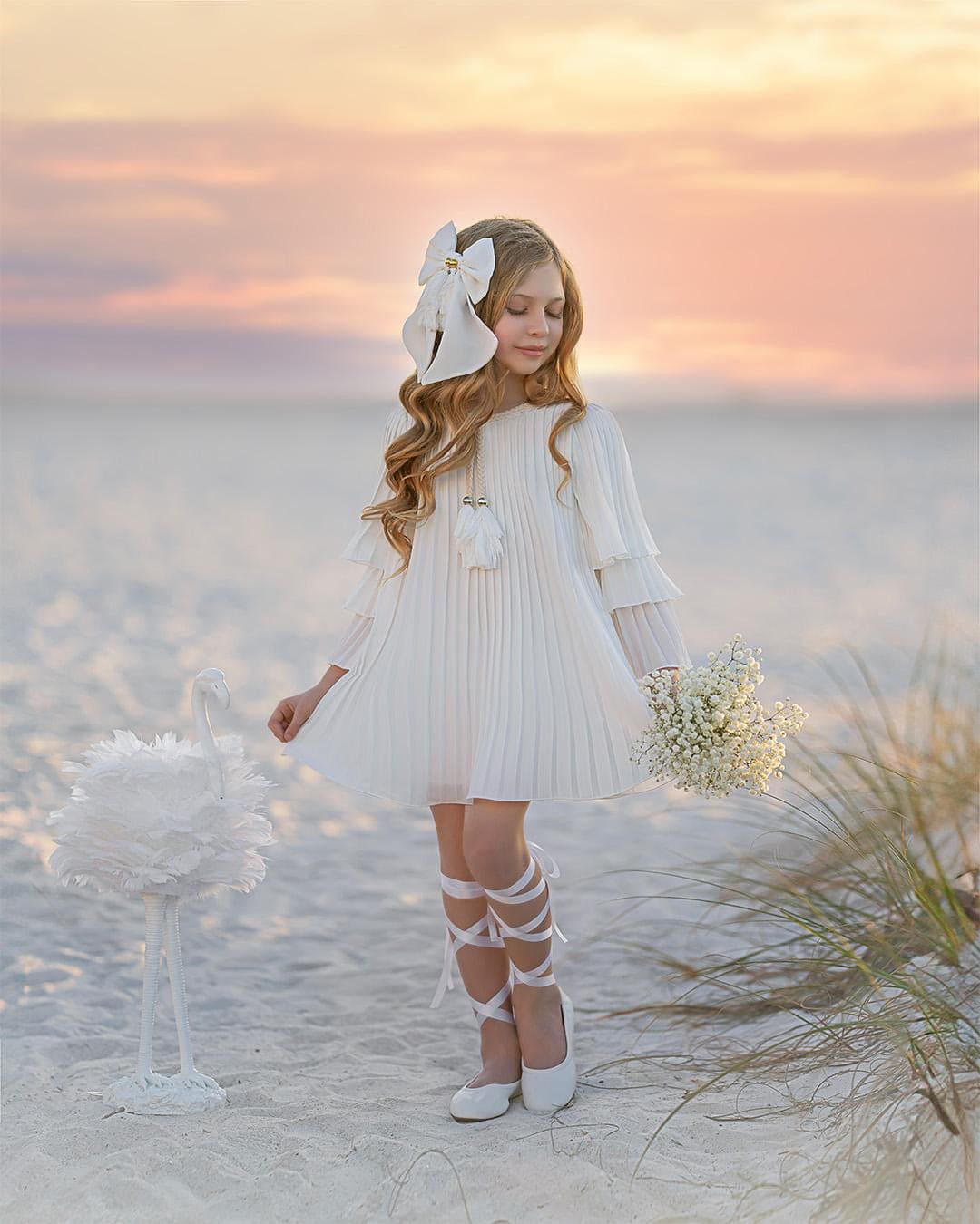 Sienna White Pleated Dress - Image 4