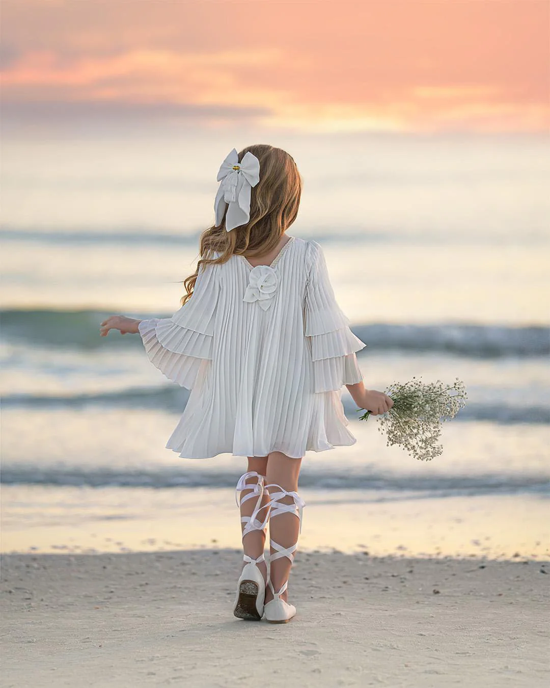 Sienna White Pleated Dress - Image 5