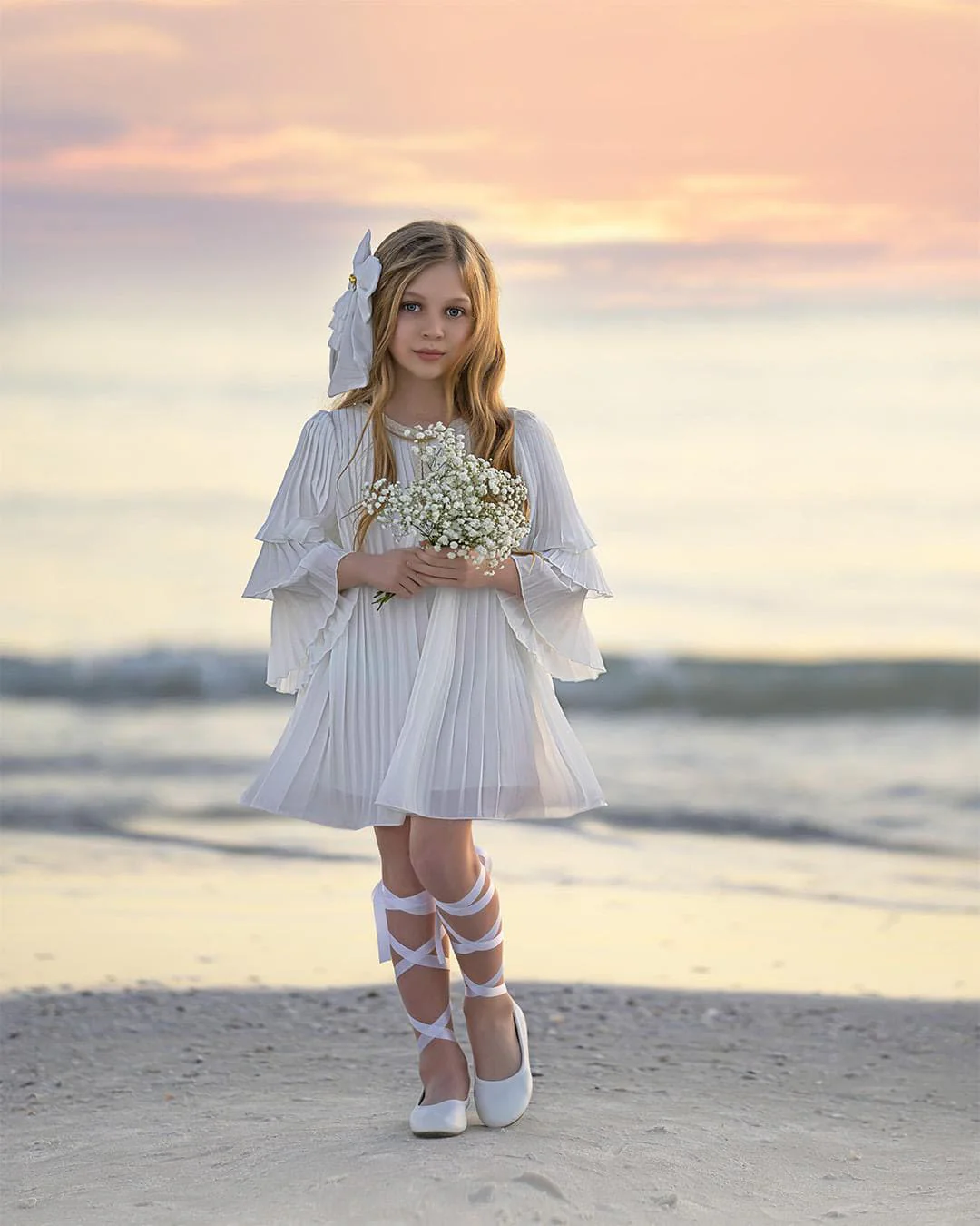 Sienna White Pleated Dress - Image 7
