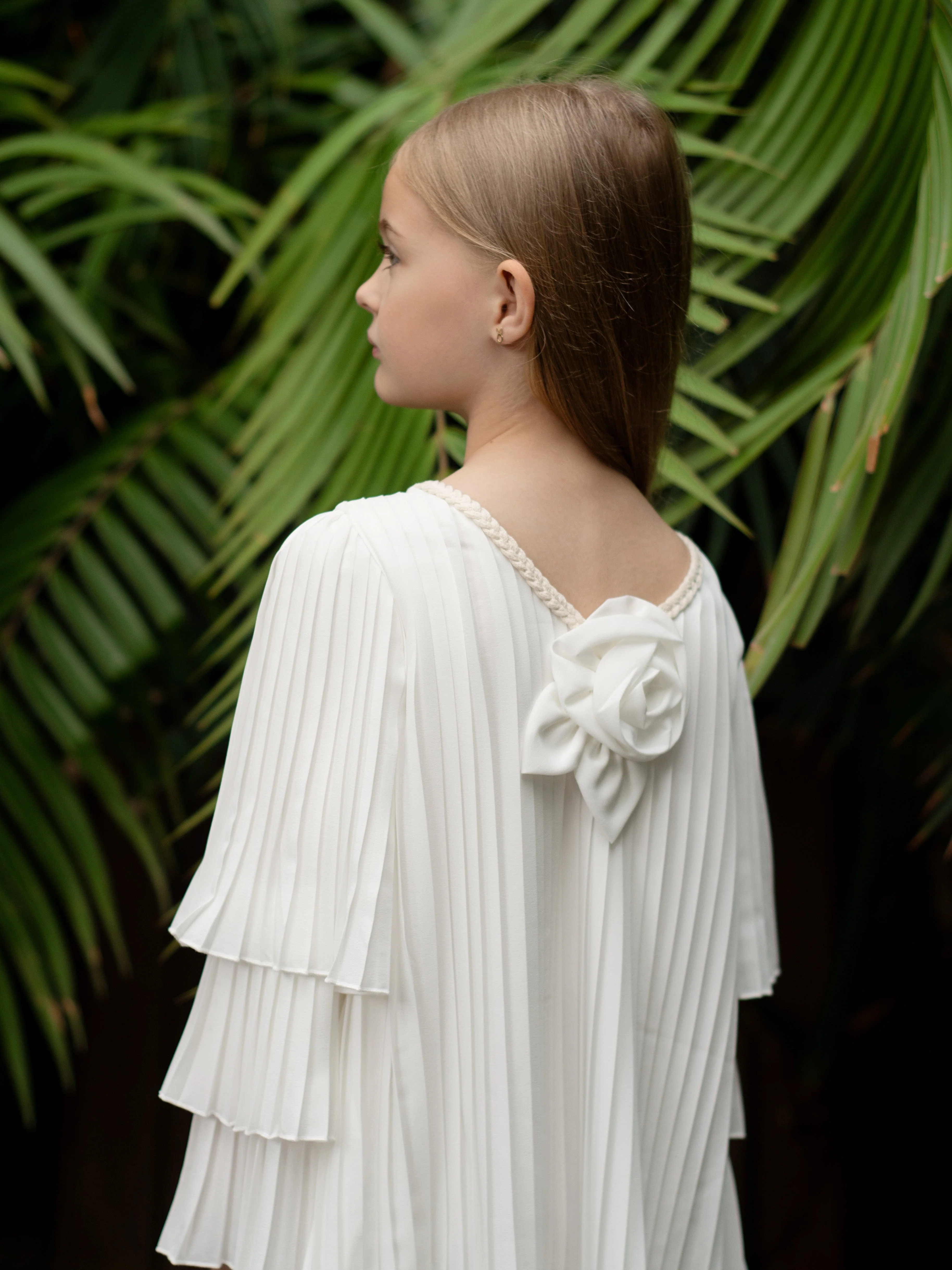Sienna White Pleated Dress - Image 9