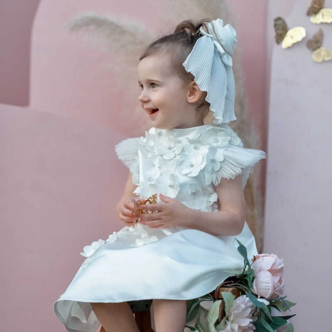 Sienna Flower Pleated Hair Bow - Image 2