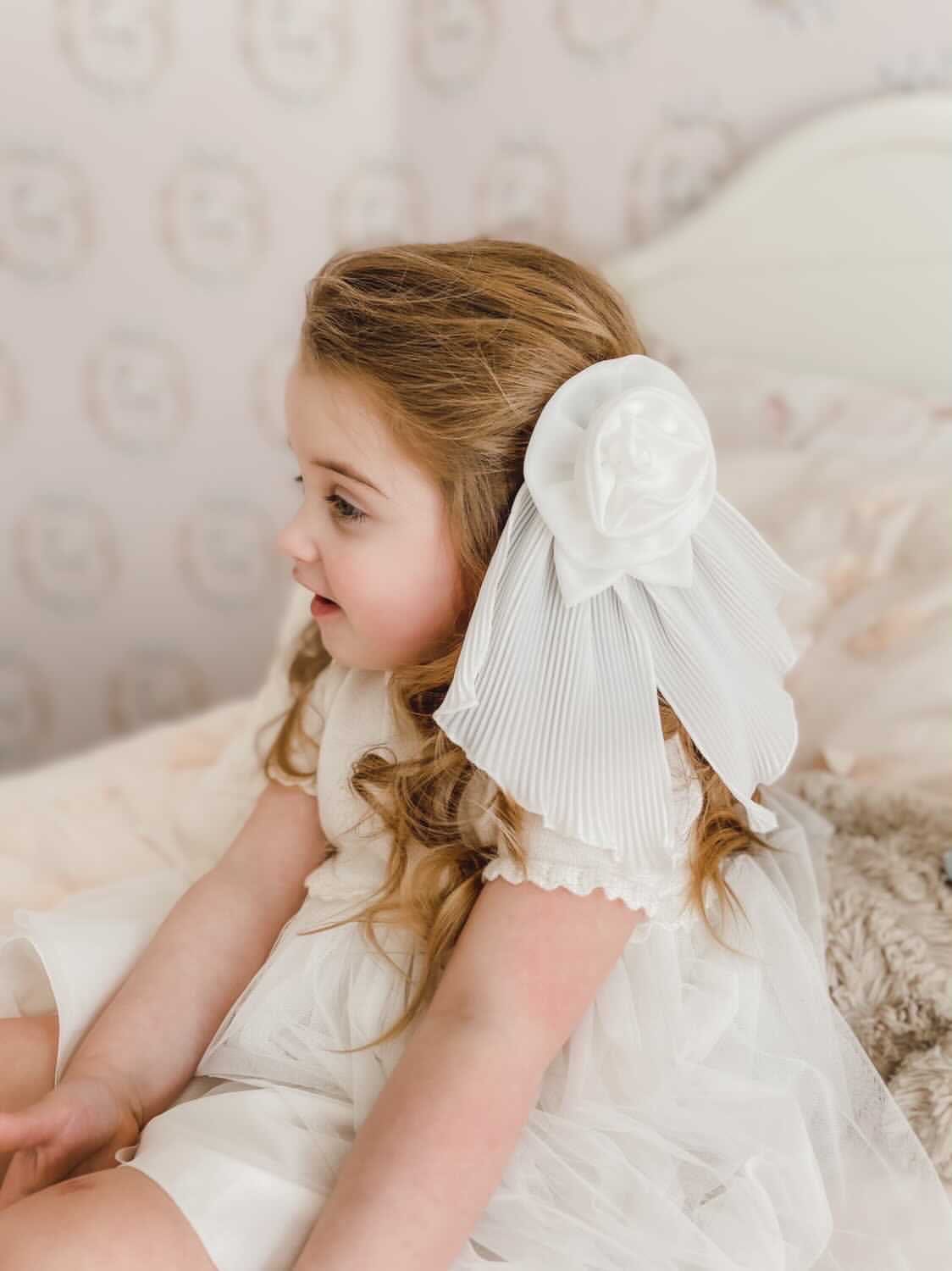 Sienna Flower Pleated Hair Bow - Image 6