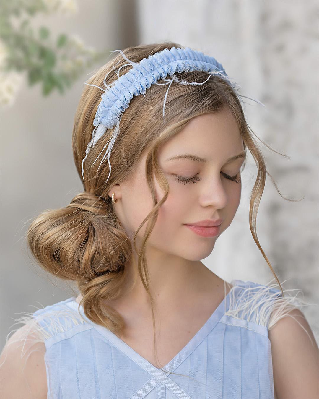 Skylar Blue Tulle Ruffle Headband - Image 2