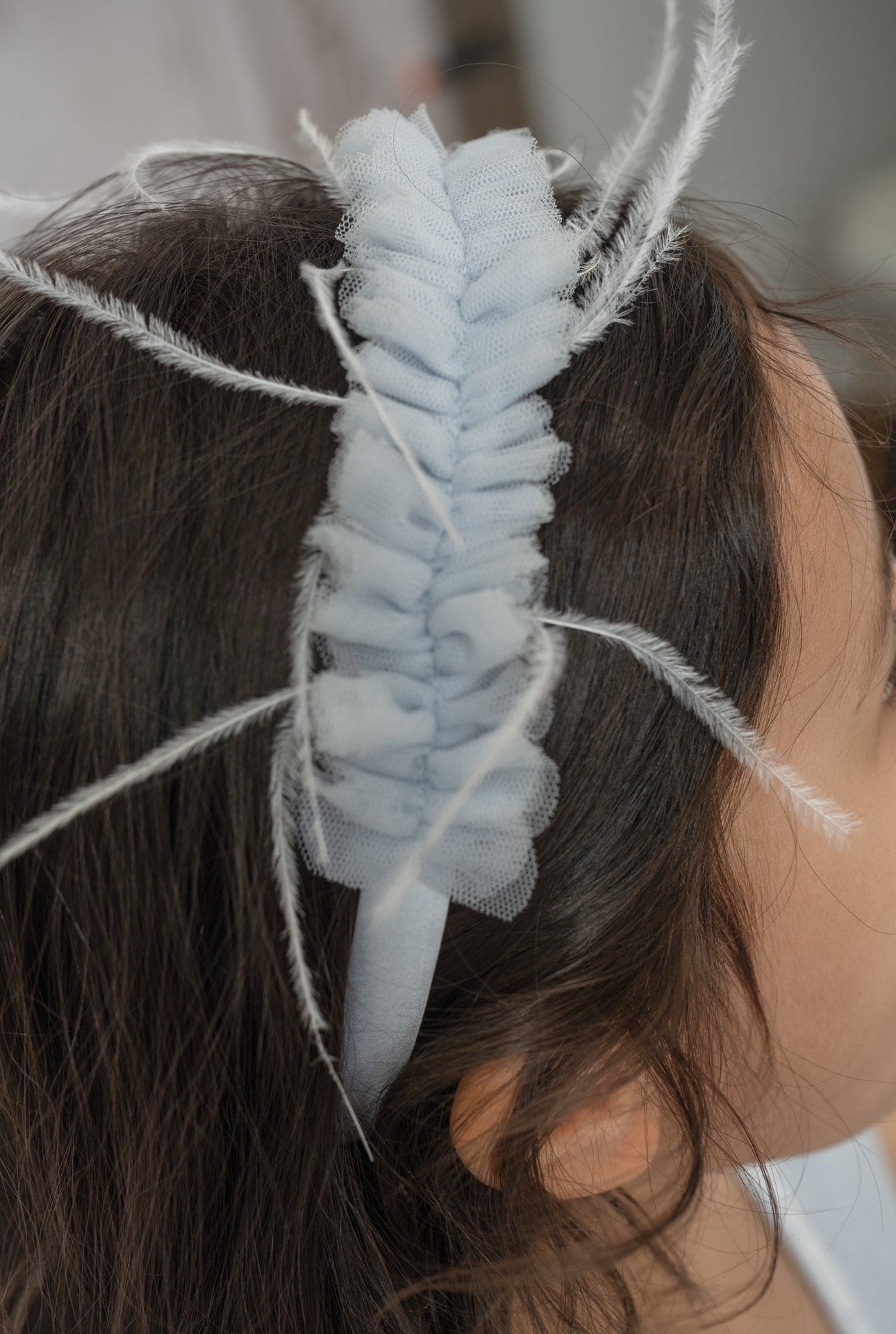 Skylar Blue Tulle Ruffle Headband - Image 3