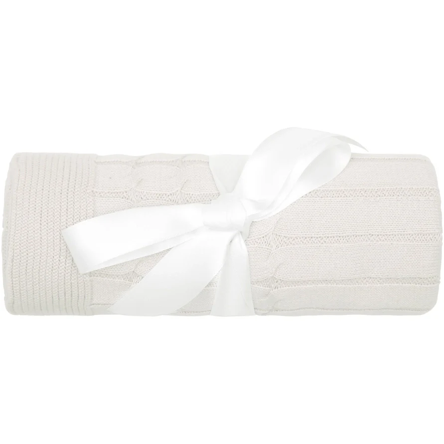 Beige Knit Baby Blanket - Image 2