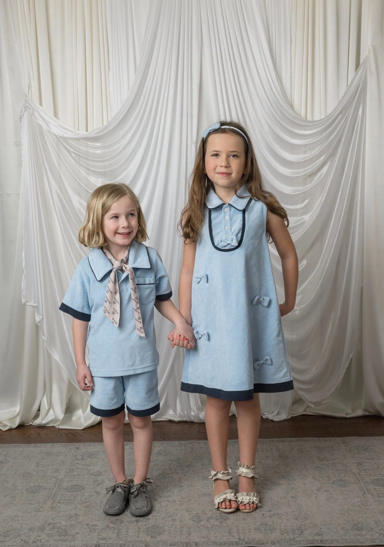 Terry Baby Blue Boys' Polo Top and Shorts Set - Image 5