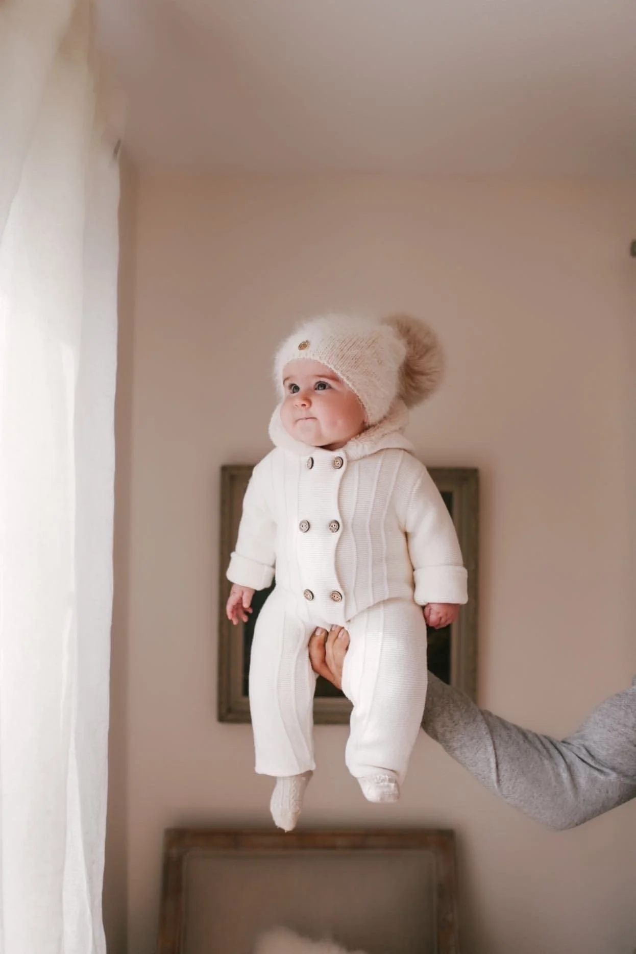 Vanya Beige Cashmere Kids' Fox Fur Beanie Hat - Image 20