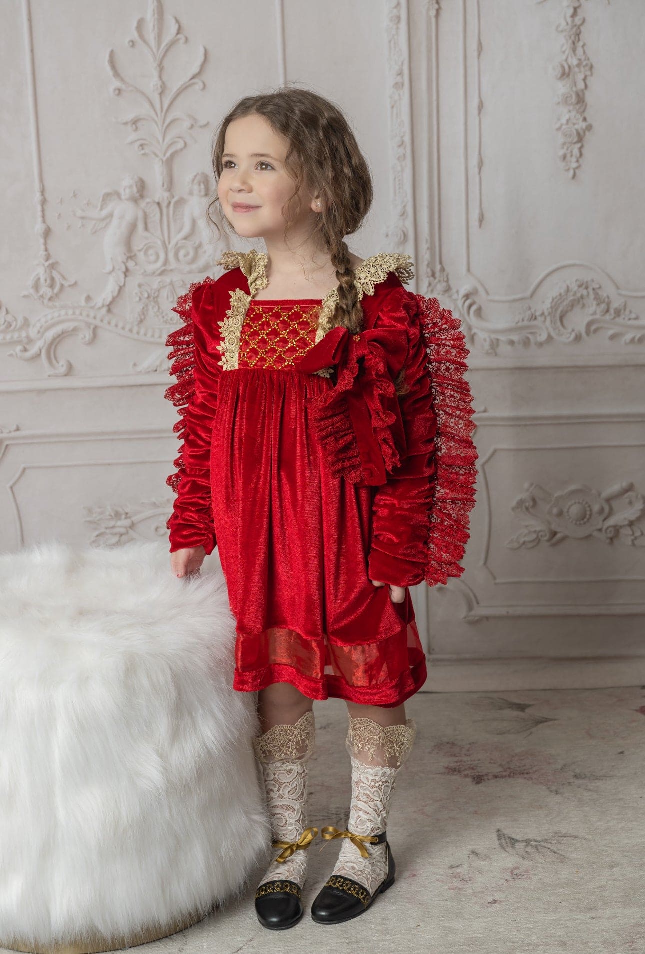 Victoria Red Velvet Dress - Image 14