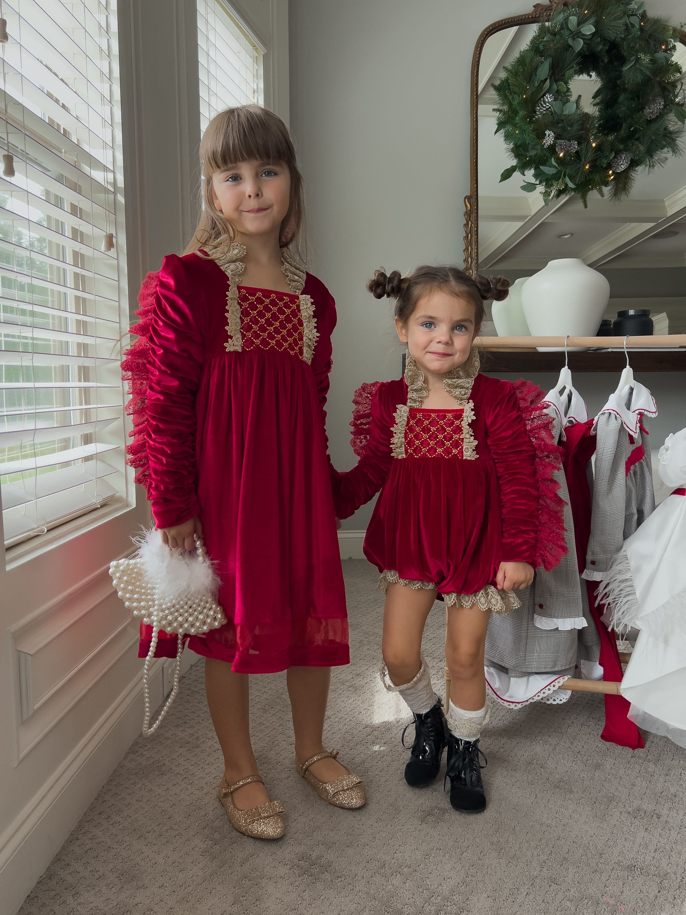 Victoria Red Velvet Dress - Image 21