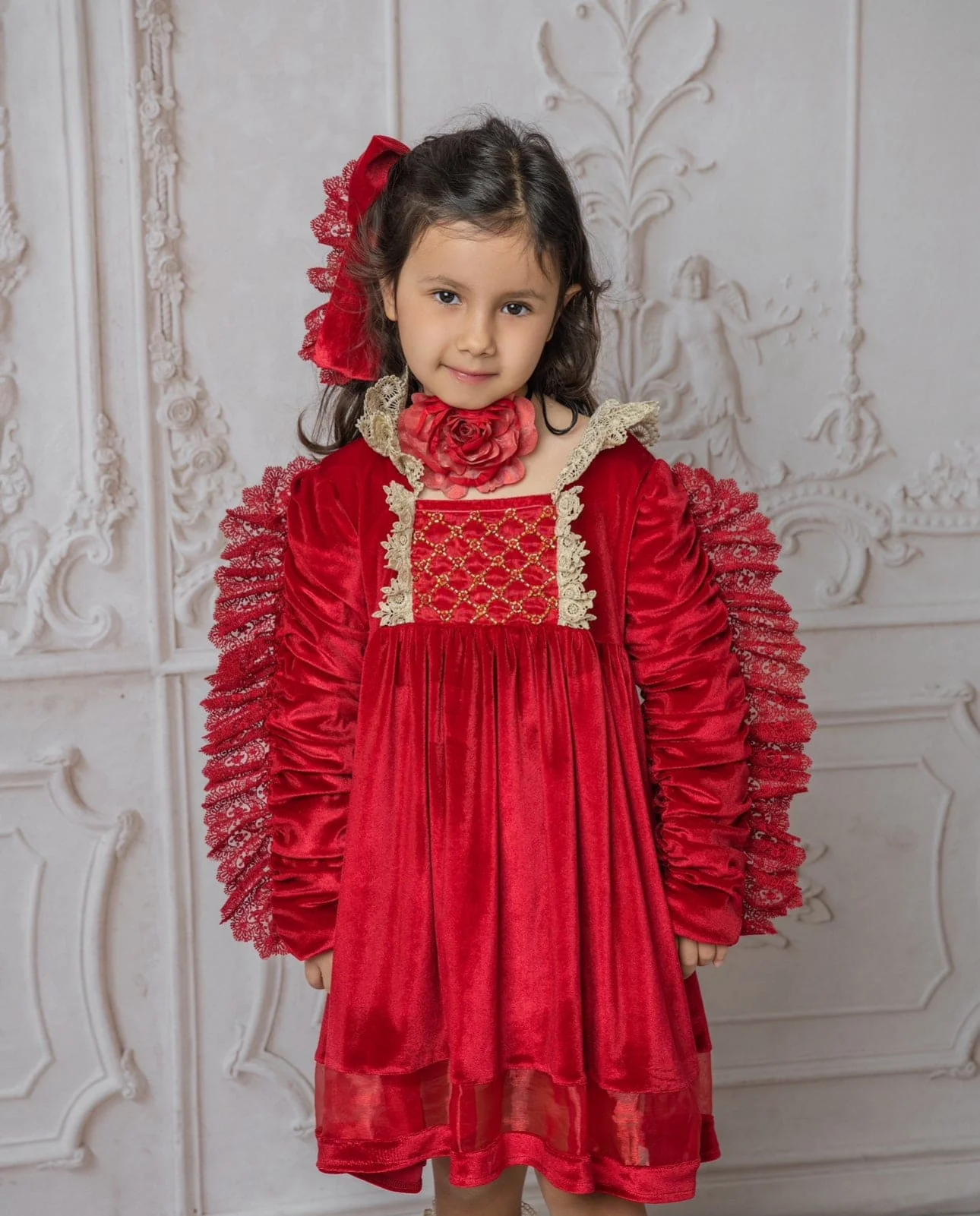 Victoria Red Velvet Dress - Image 3
