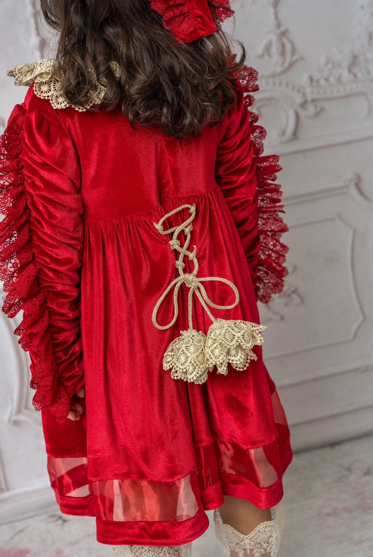 Victoria Red Velvet Dress - Image 4